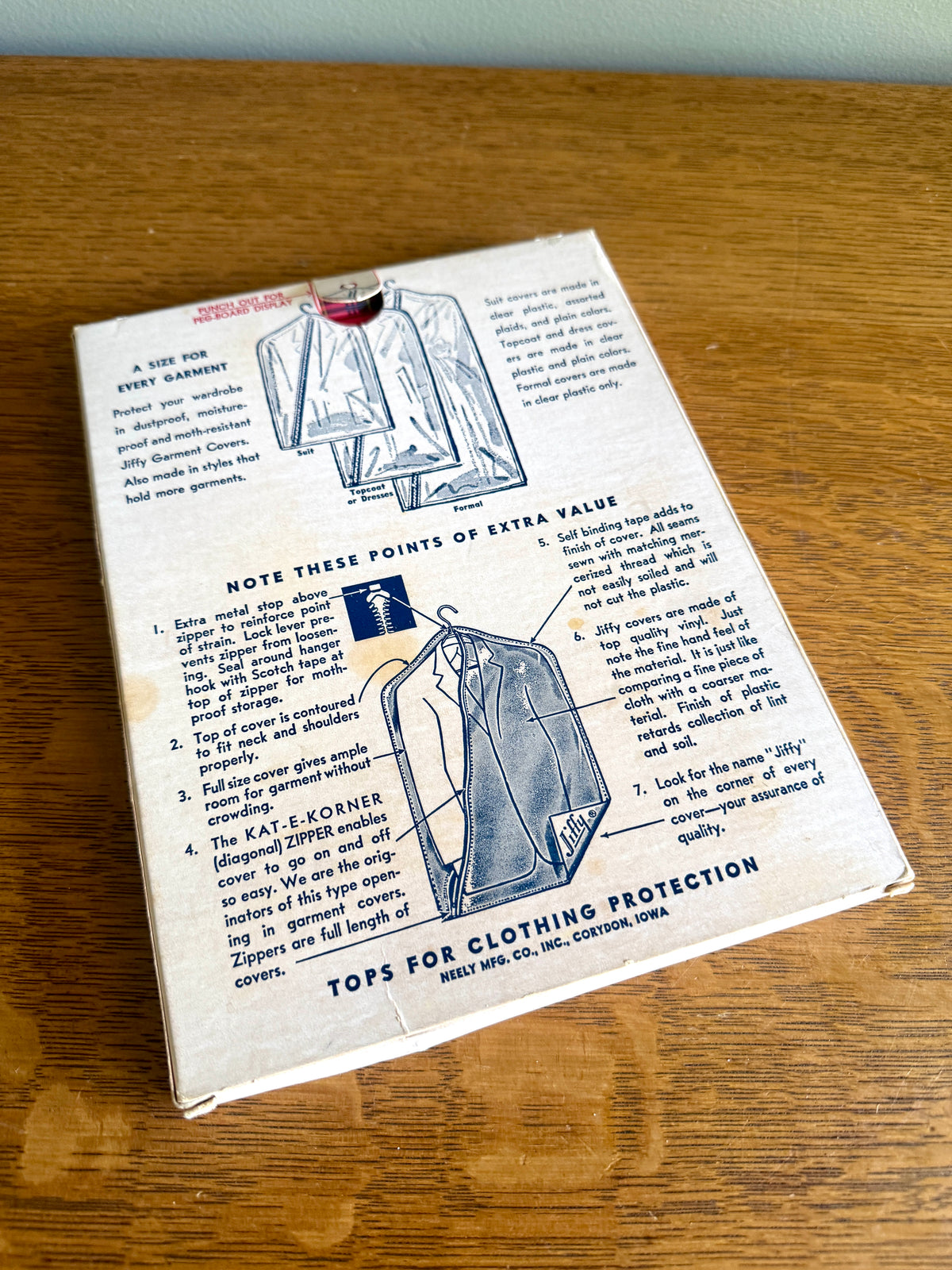 Vtg Jiffy Garment Cover in Original Package ~ Red Plaid Suit Garment Bag
