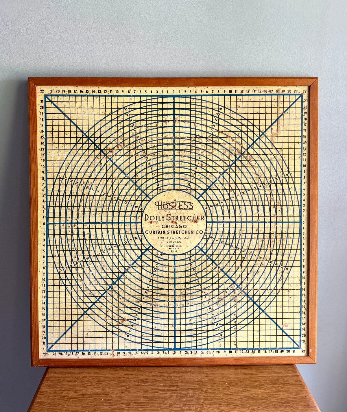 Graphically Satisfying and Creatively Useful Chicago Curtain Stretcher Co. Hostess Doily Stretcher