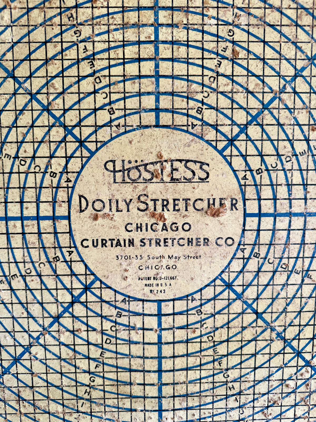 Graphically Satisfying and Creatively Useful Chicago Curtain Stretcher Co. Hostess Doily Stretcher