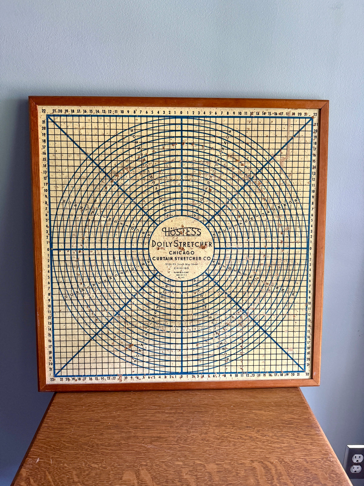 Graphically Satisfying and Creatively Useful Chicago Curtain Stretcher Co. Hostess Doily Stretcher