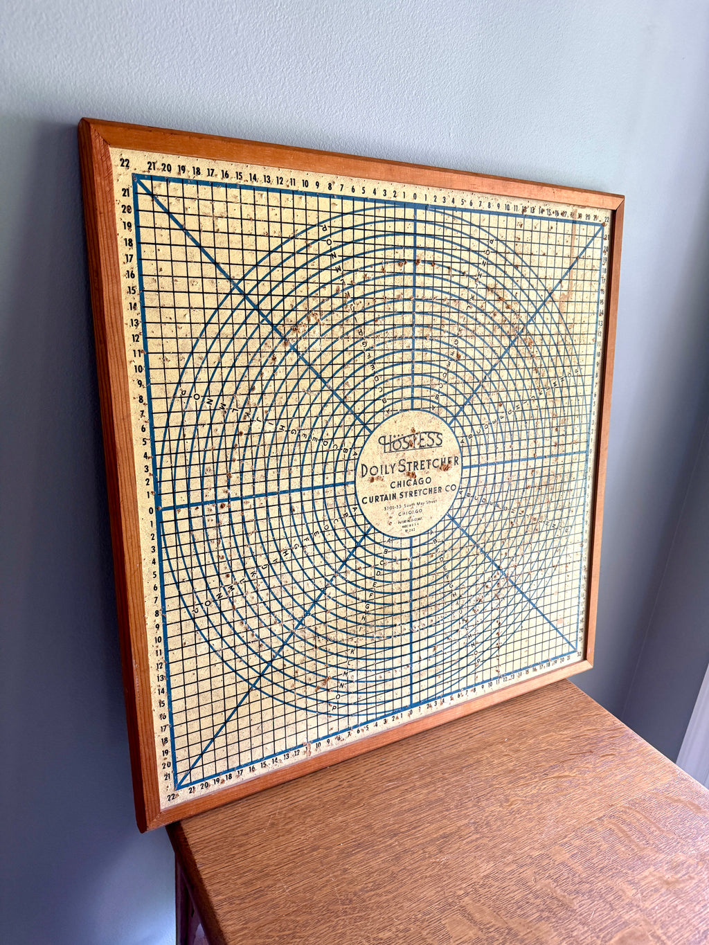 Graphically Satisfying and Creatively Useful Chicago Curtain Stretcher Co. Hostess Doily Stretcher