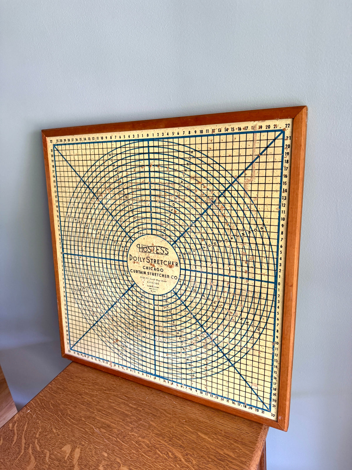 Graphically Satisfying and Creatively Useful Chicago Curtain Stretcher Co. Hostess Doily Stretcher