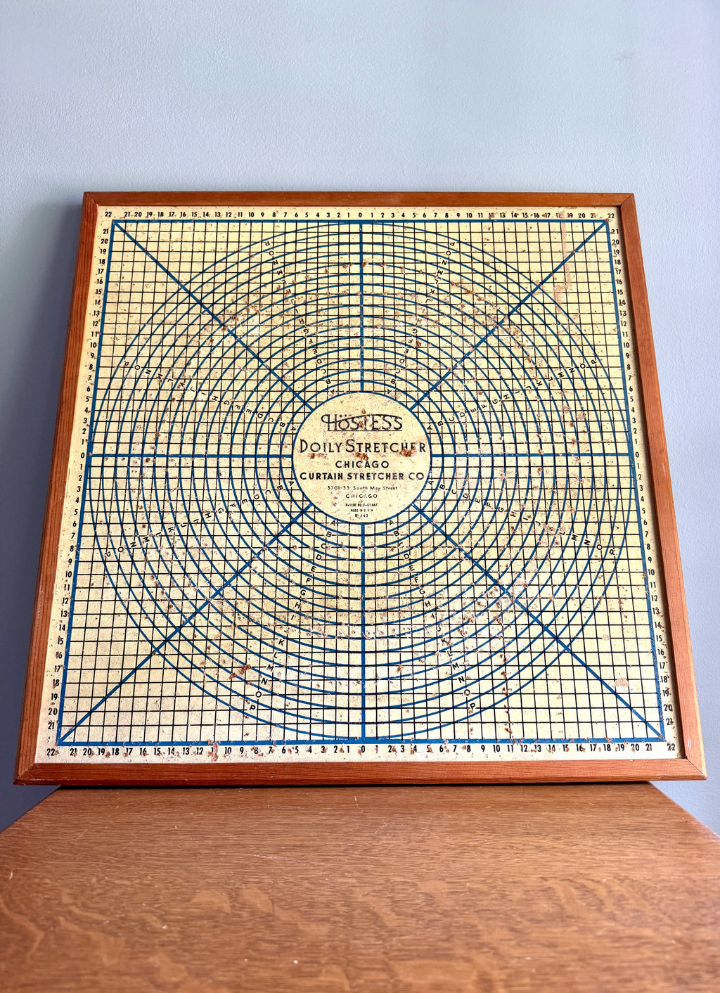 Graphically Satisfying and Creatively Useful Chicago Curtain Stretcher Co. Hostess Doily Stretcher