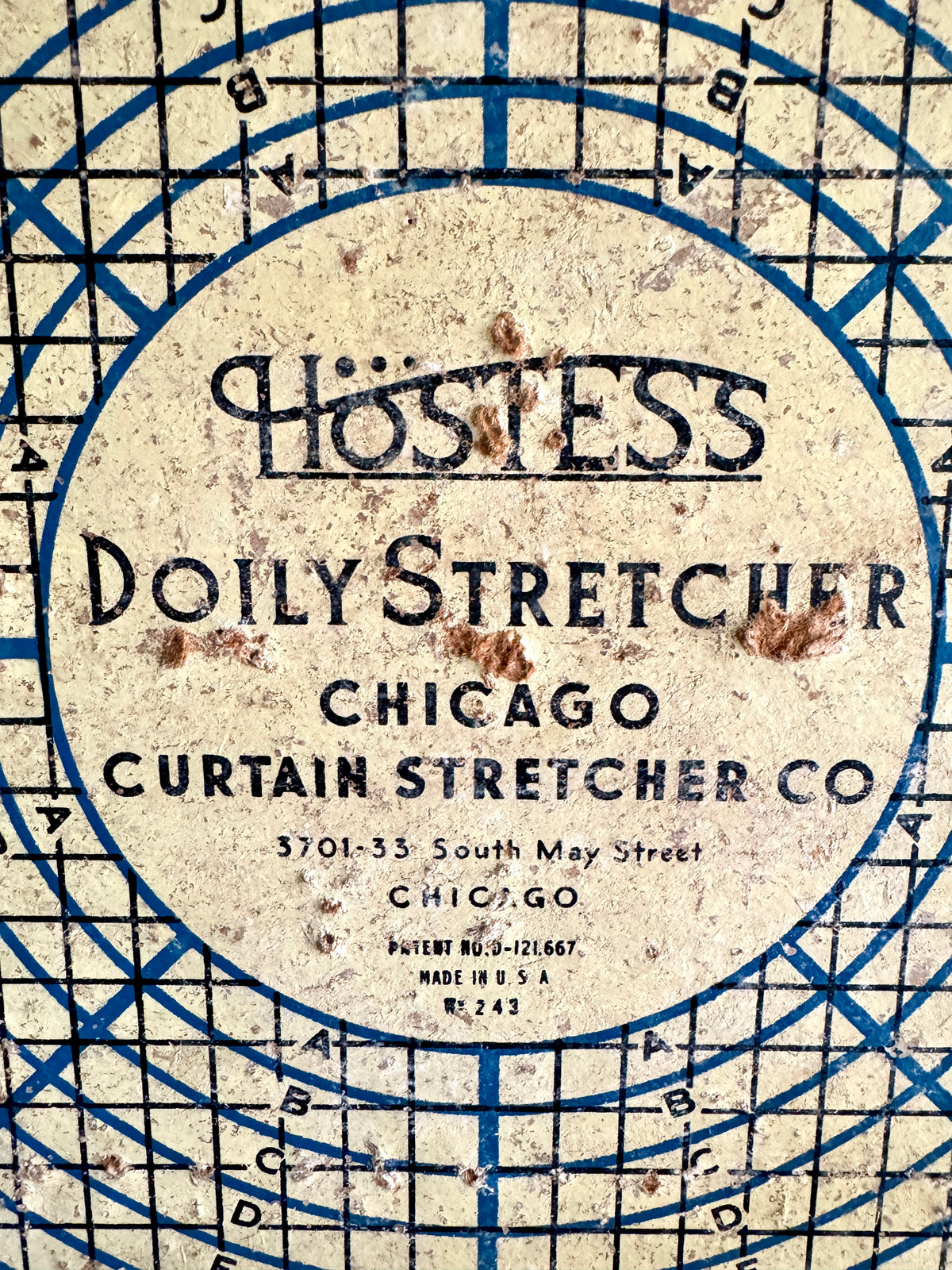 Graphically Satisfying and Creatively Useful Chicago Curtain Stretcher Co. Hostess Doily Stretcher