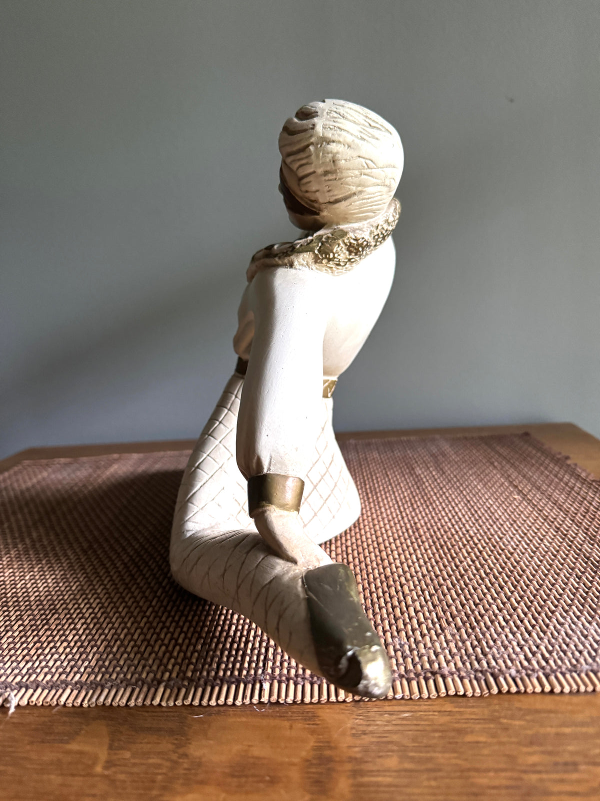 Vtg 1950's Chalkware Harlequin Ballerina Statue ~ Ballet Dancer Chalkware Statue