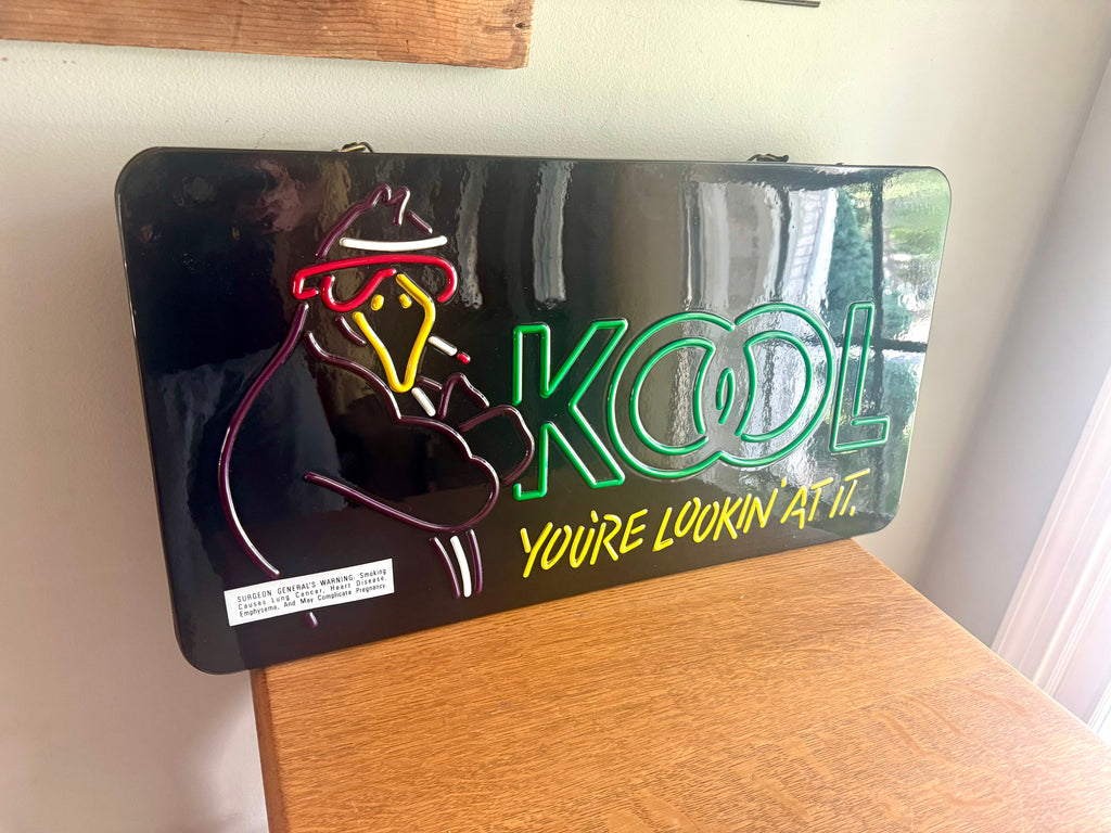 Vintage Kool Faux Neon Sign | Kool Advertisement Lighted Sign | Everbrite Inc. Lighted Kool Cigarette Sign | Rare Kool Neon Sign | Bar Sign