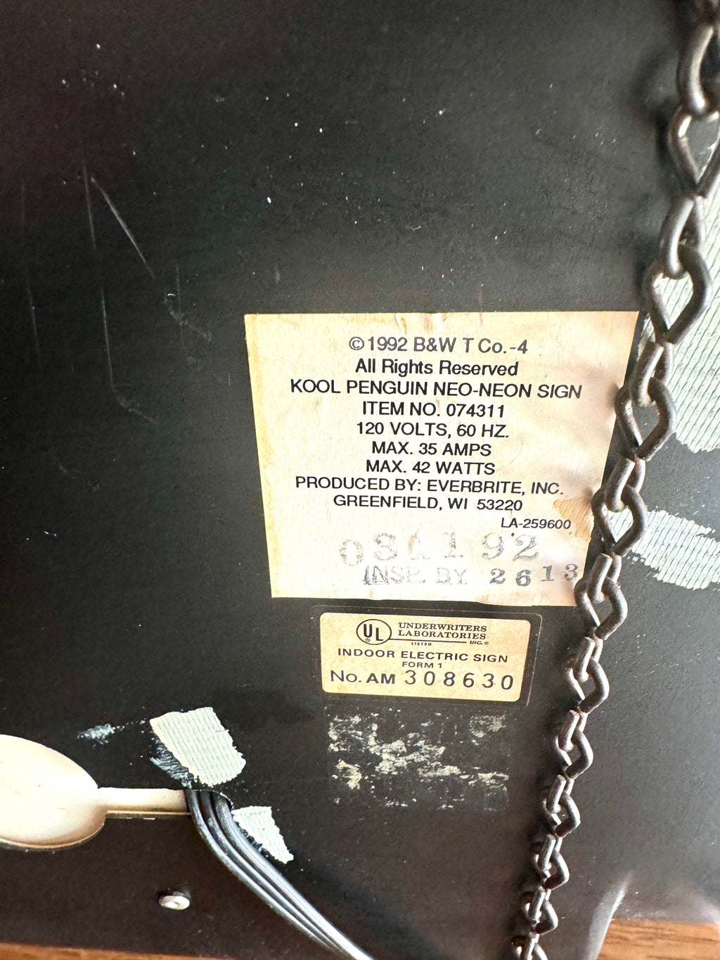 Vintage Kool Faux Neon Sign | Kool Advertisement Lighted Sign | Everbrite Inc. Lighted Kool Cigarette Sign | Rare Kool Neon Sign | Bar Sign