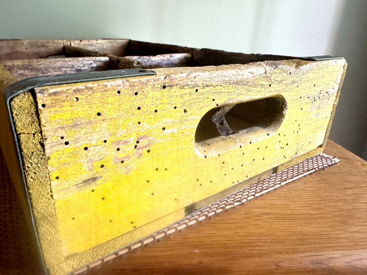 Vtg pair of Distressed Wooden Dr. Pepper Crates ~ Distressed Yellow Wood Cola Crates
