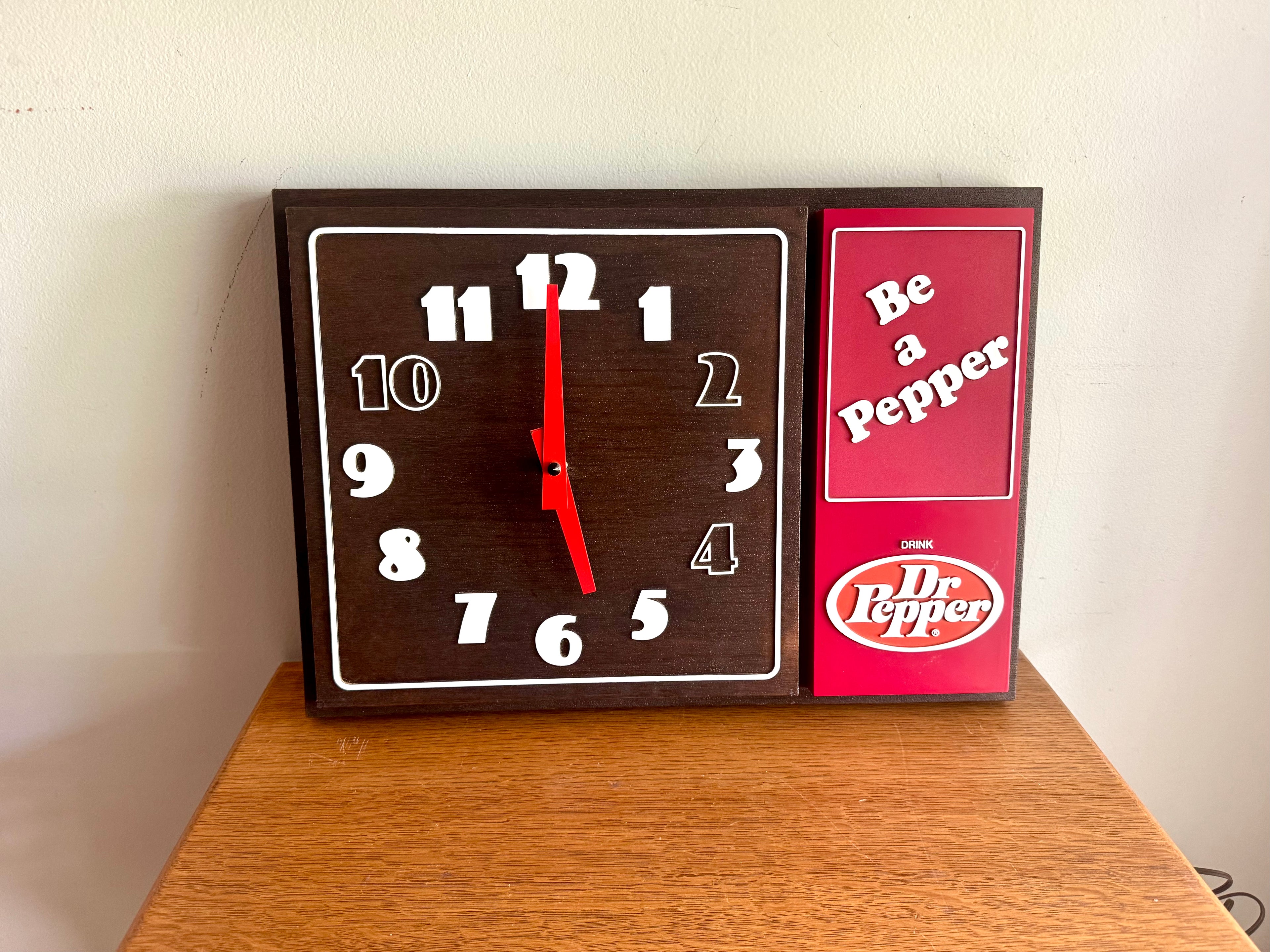 Vintage Dr. Pepper 10 2 4 Advertisement Clock | Dr. Pepper "Be A Pepper" Clock | Dr. Pepper Deli Clock | KCS Industries Dr. Pepper Clock