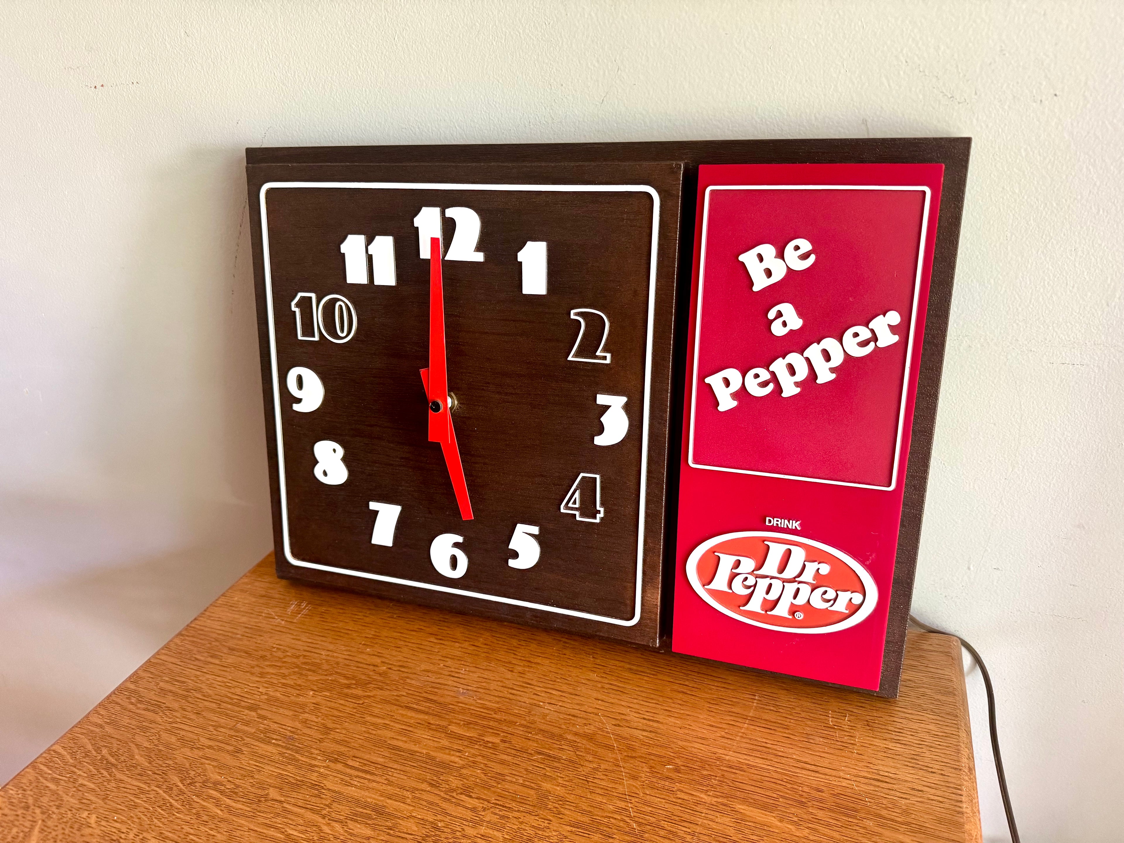 Vintage Dr. Pepper 10 2 4 Advertisement Clock | Dr. Pepper "Be A Pepper" Clock | Dr. Pepper Deli Clock | KCS Industries Dr. Pepper Clock