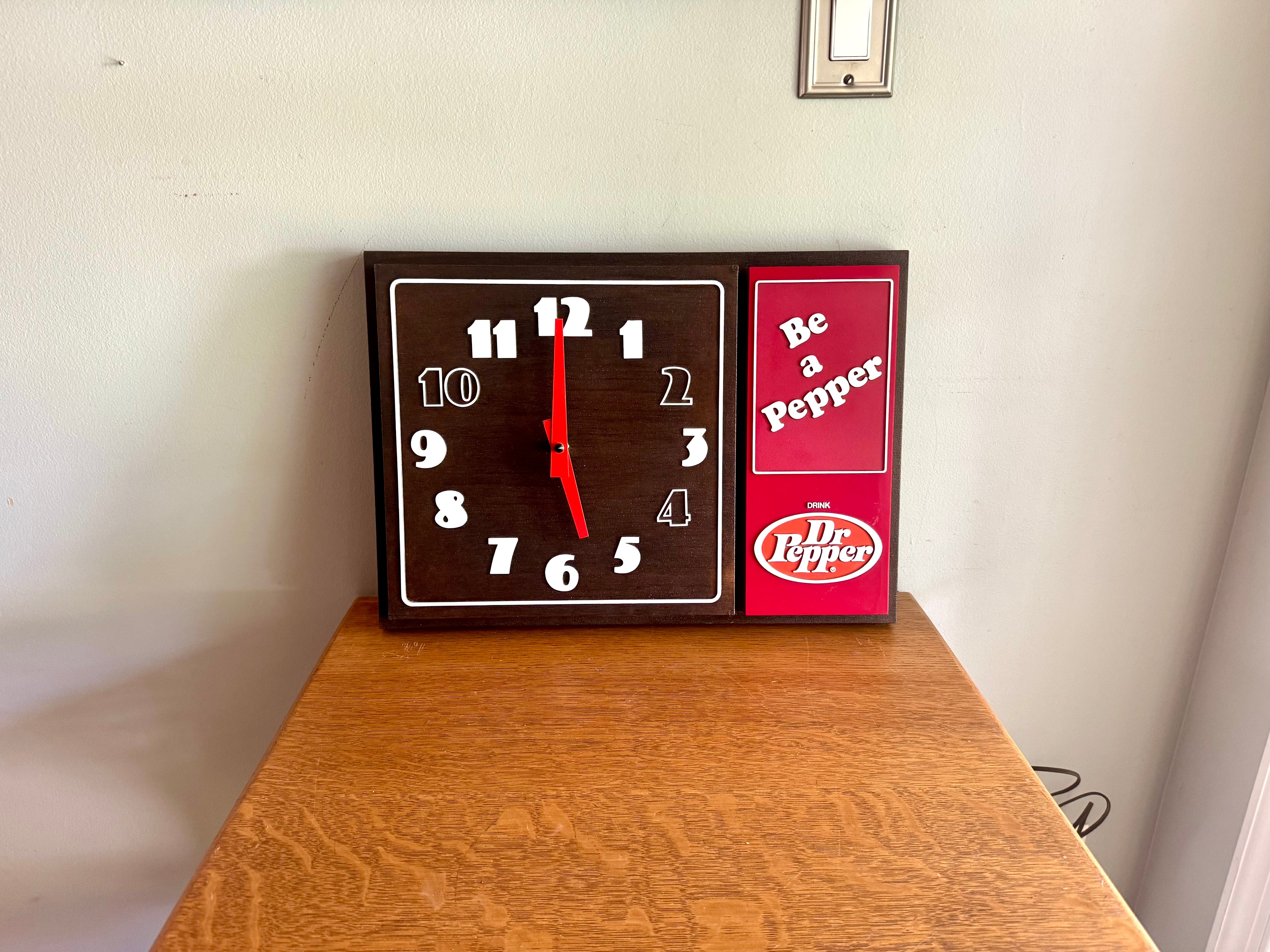 Vintage Dr. Pepper 10 2 4 Advertisement Clock | Dr. Pepper "Be A Pepper" Clock | Dr. Pepper Deli Clock | KCS Industries Dr. Pepper Clock