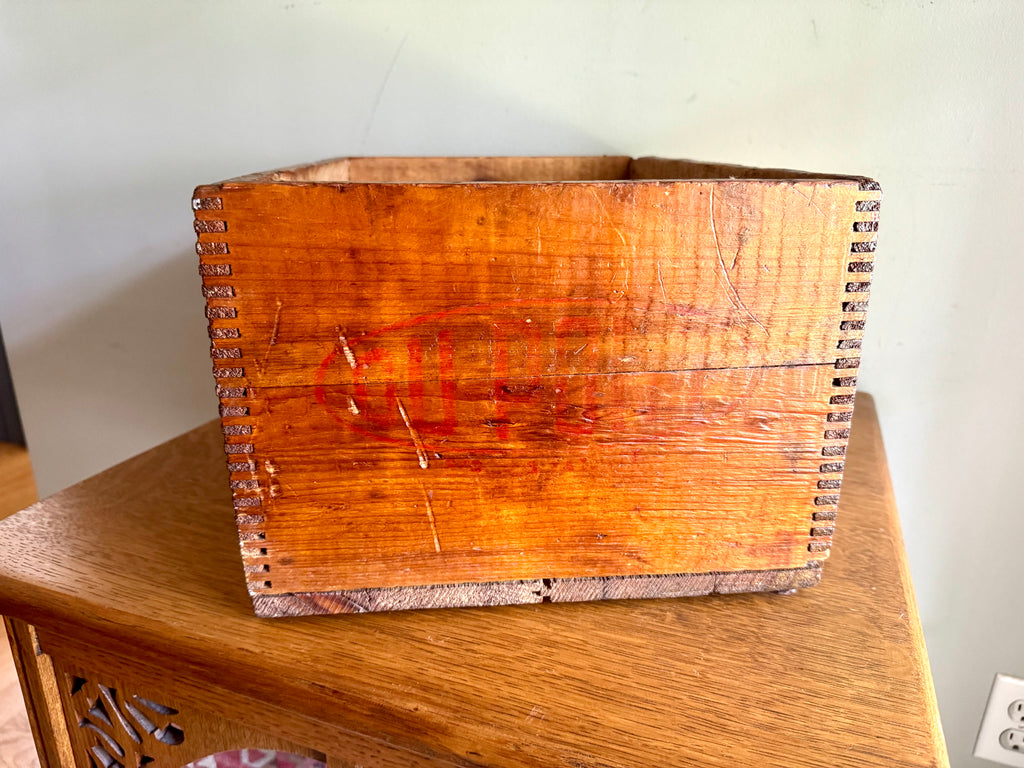 Vintage Dupont Dynamite Red Cross Crate | Antique Dupont Dynamite 60% Strength Box | Wood Dovetailed Red Cross Dupont Dynamite Wood Crate