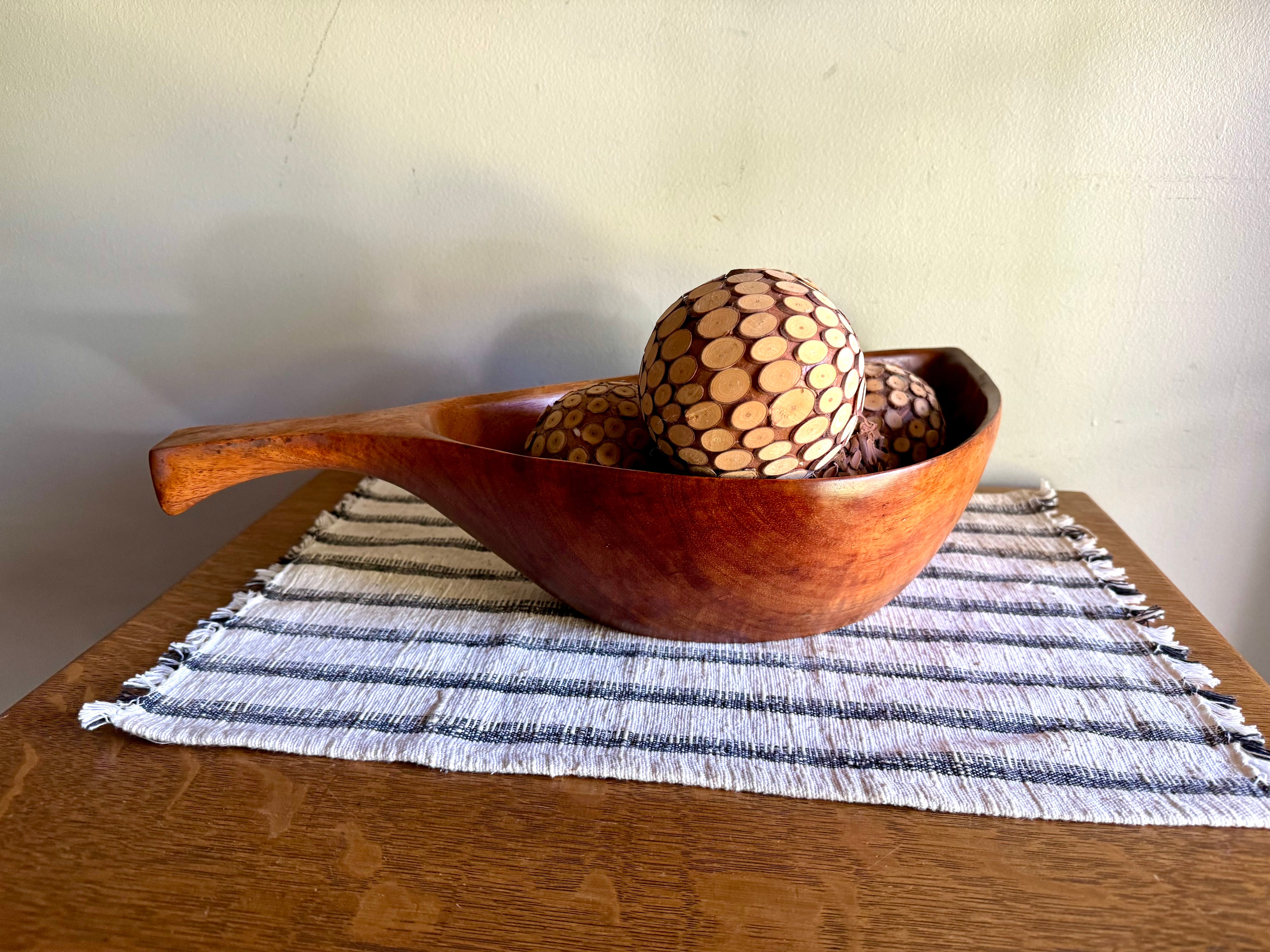 Vintage Taverneau Wood Carved Serving Bowl | Hand Carved Taverneau Bowl | Wood Centerpiece Bowl | Leaf Shaped Wooden Bowl | MCM Serving Bowl
