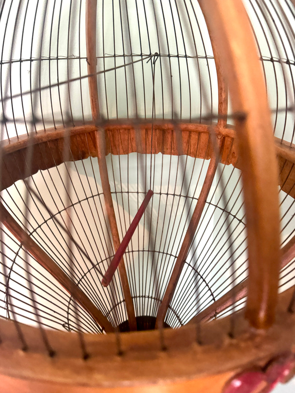 Vtg Whimsical Wood & Wire Hot Air Balloon Birdcage ~ Hanging Wooden Hot Air Balloon Birdcage Planter