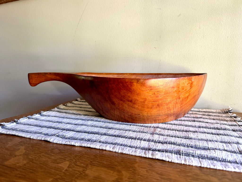 Vintage Taverneau Wood Carved Serving Bowl | Hand Carved Taverneau Bowl | Wood Centerpiece Bowl | Leaf Shaped Wooden Bowl | MCM Serving Bowl