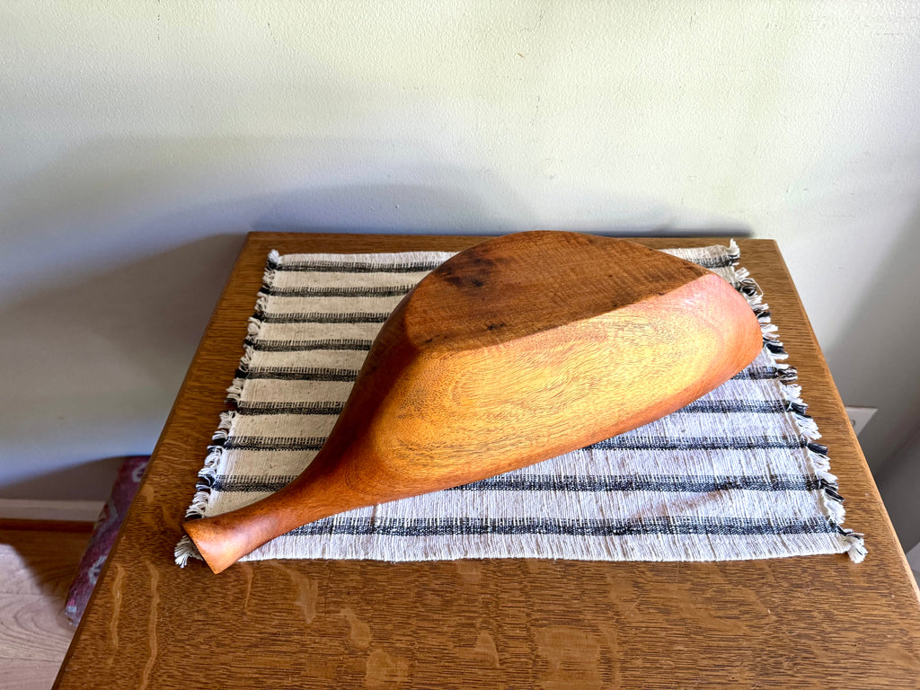Vintage Taverneau Wood Carved Serving Bowl | Hand Carved Taverneau Bowl | Wood Centerpiece Bowl | Leaf Shaped Wooden Bowl | MCM Serving Bowl