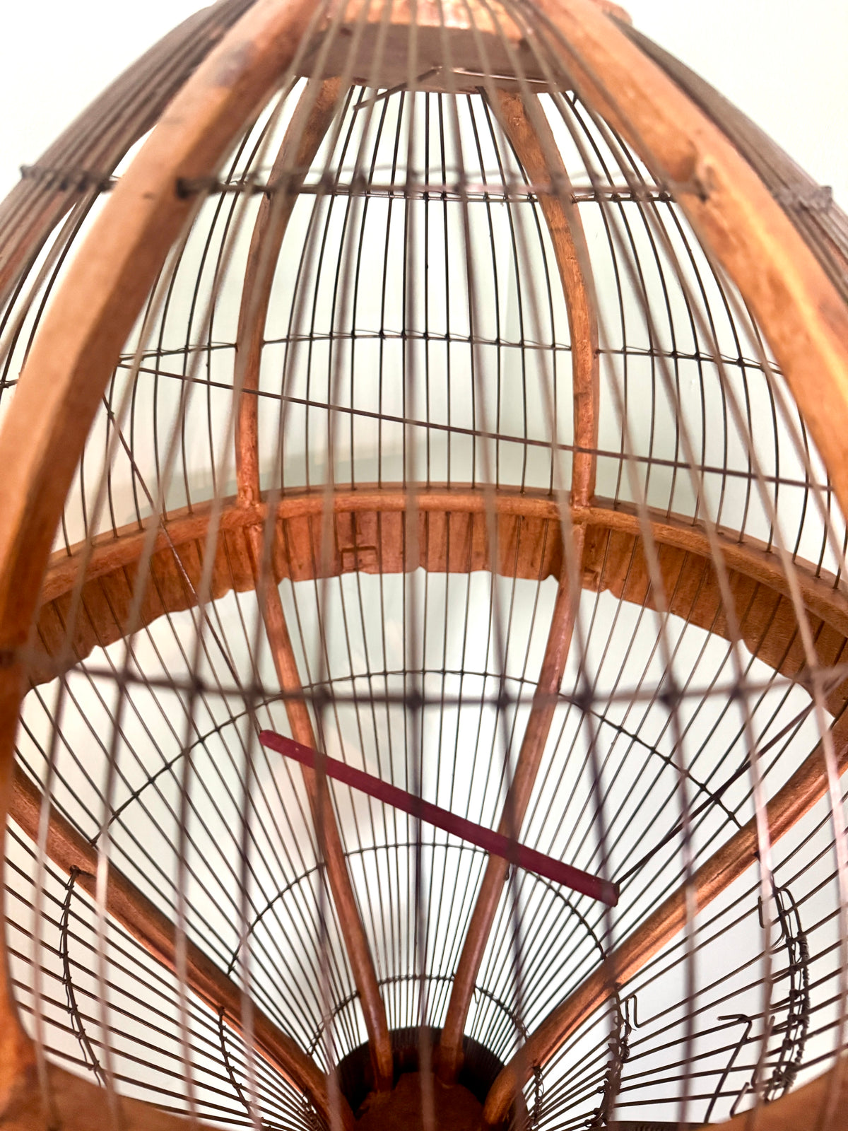 Vtg Whimsical Wood & Wire Hot Air Balloon Birdcage ~ Hanging Wooden Hot Air Balloon Birdcage Planter
