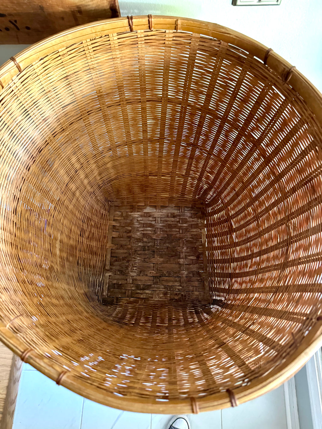 Large Woven Rattan Basket | Oversized Wicker Basket | Vintage Wicker Hamper Basket
