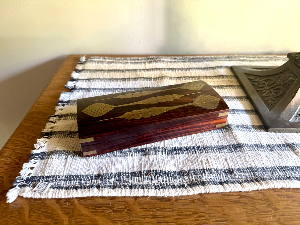 A Unique Wooden Dart Case With Brass Inlay | Dart Storage Box | Dart Traveling Case With Brass Dart Inlays