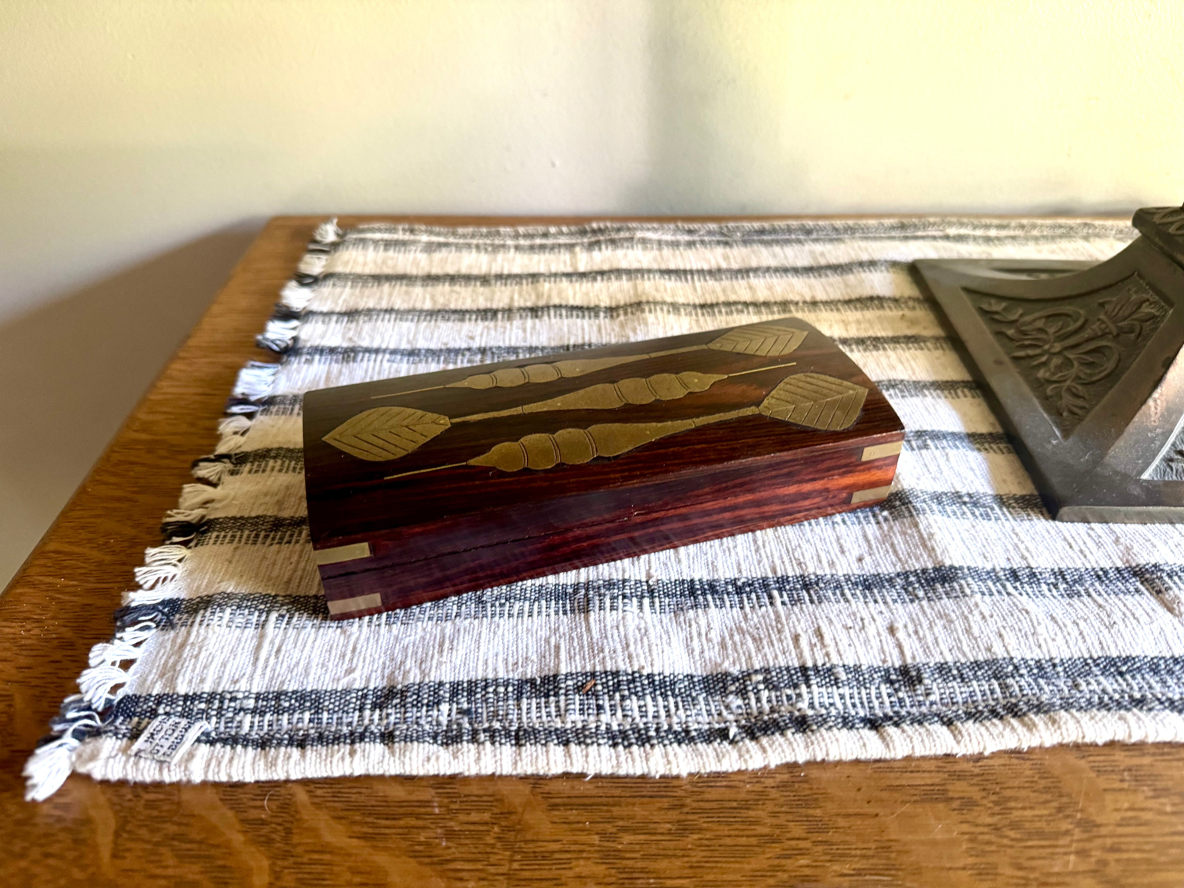 A Unique Wooden Dart Case With Brass Inlay | Dart Storage Box | Dart Traveling Case With Brass Dart Inlays