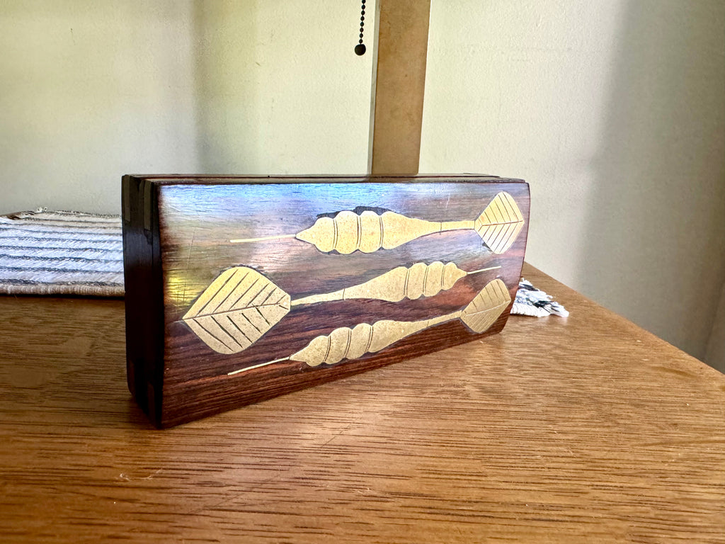 A Unique Wooden Dart Case With Brass Inlay | Dart Storage Box | Dart Traveling Case With Brass Dart Inlays