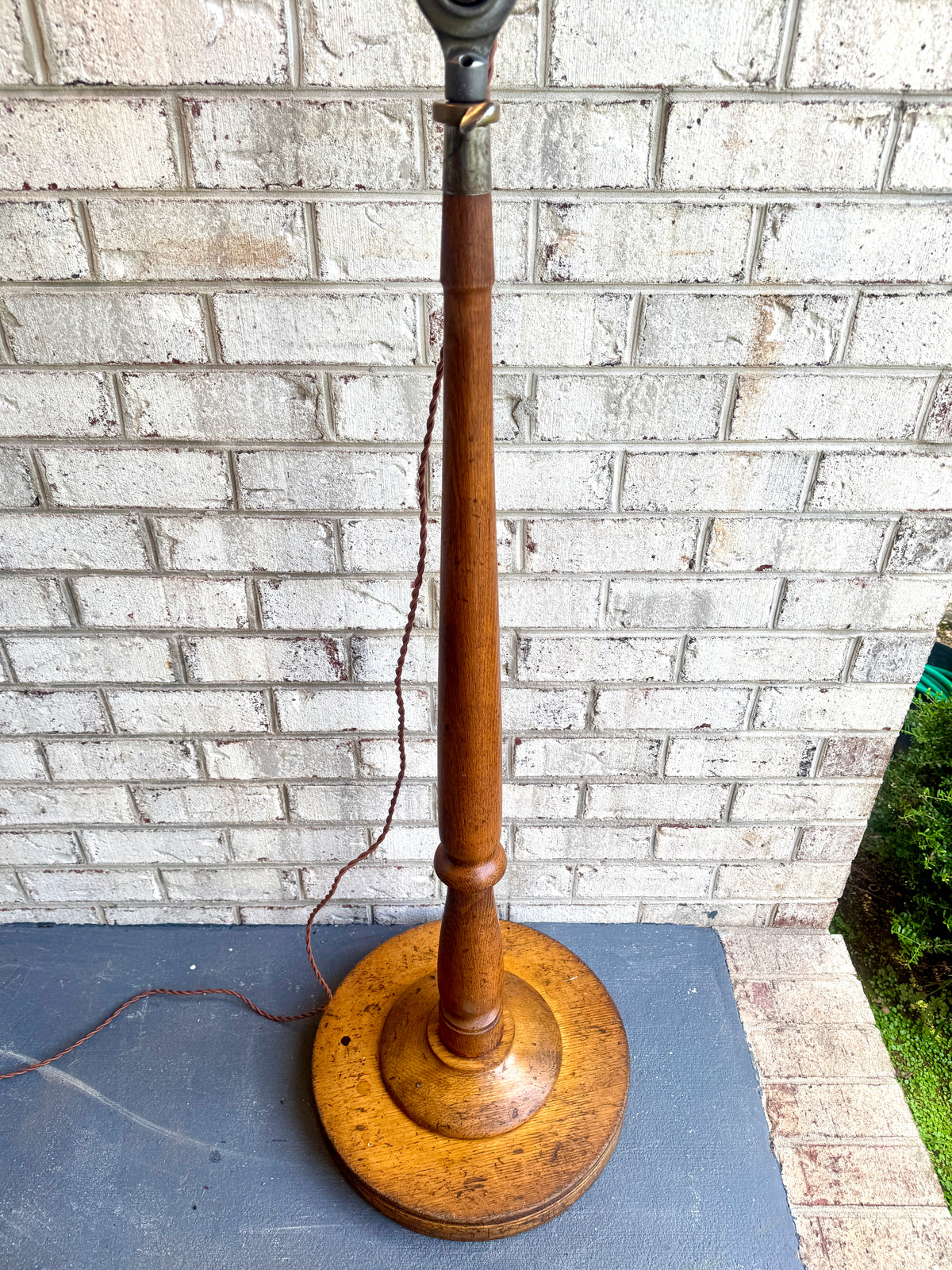 Antique Industrial Adjustable Floor Lamp ~ Large Wood and Steel Articulating Floor Lamp
