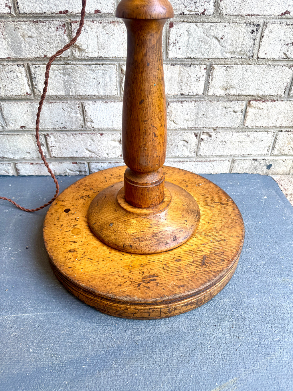 Antique Industrial Adjustable Floor Lamp ~ Large Wood and Steel Articulating Floor Lamp