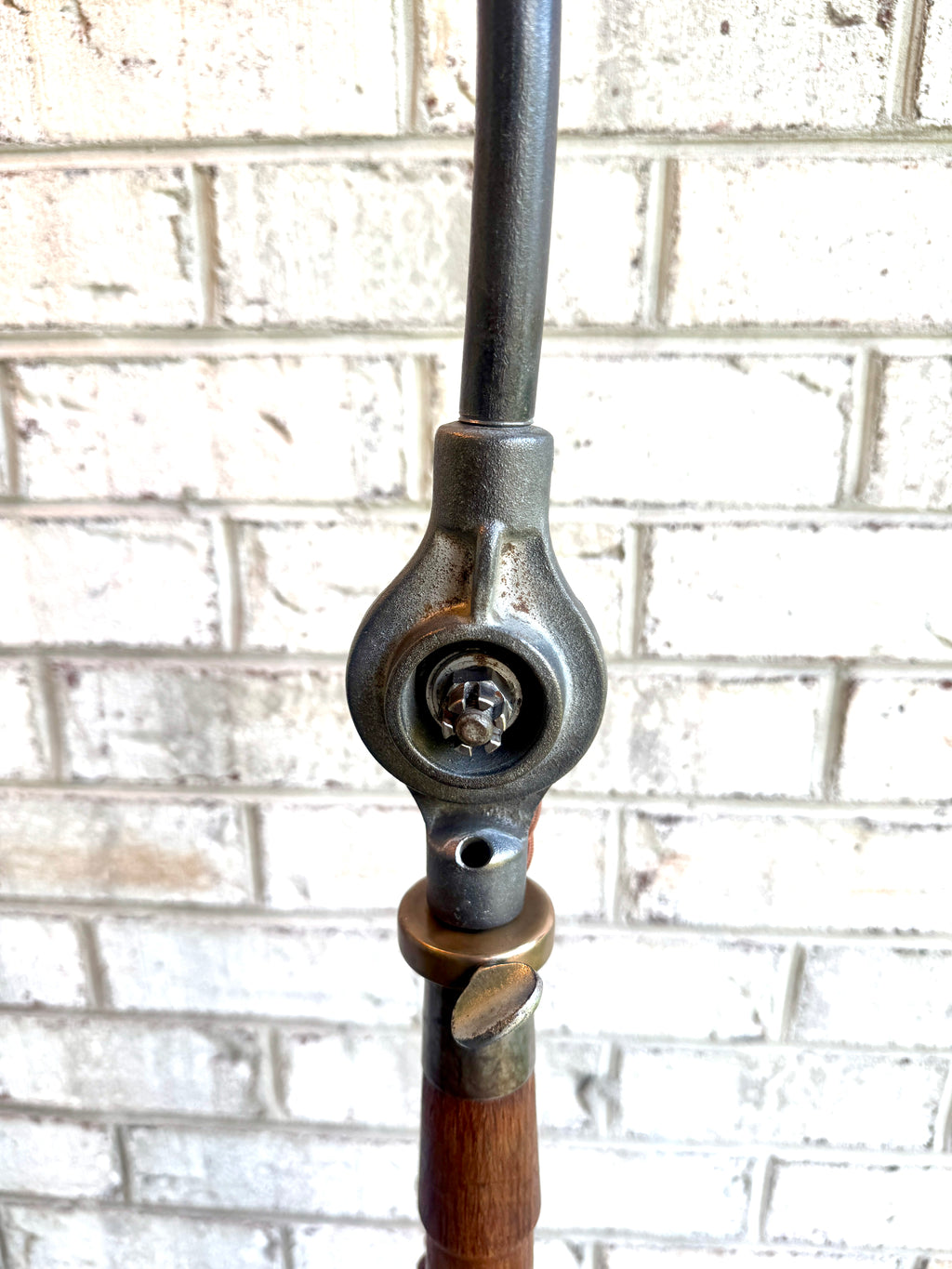 Antique Industrial Adjustable Floor Lamp ~ Large Wood and Steel Articulating Floor Lamp