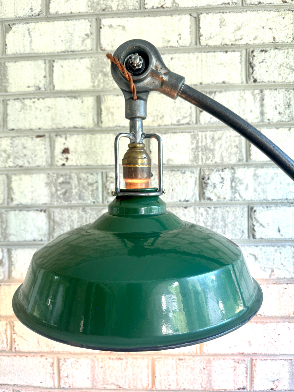 Antique Industrial Adjustable Floor Lamp ~ Large Wood and Steel Articulating Floor Lamp