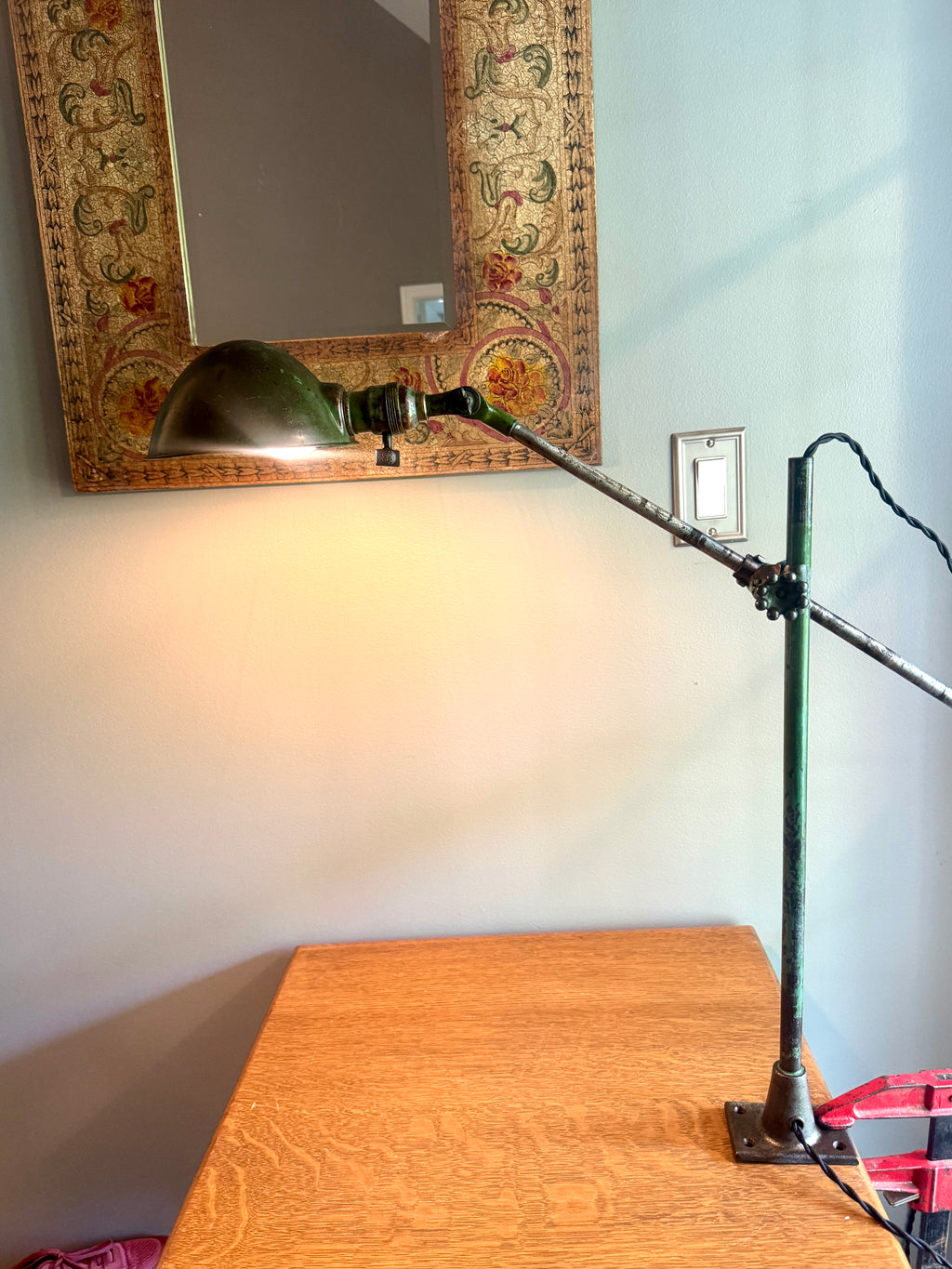 Vtg Industrial O.C. White Metal Task Lamp ~ OC White Adjustable Drafting Lamp ~ Factory Lamp