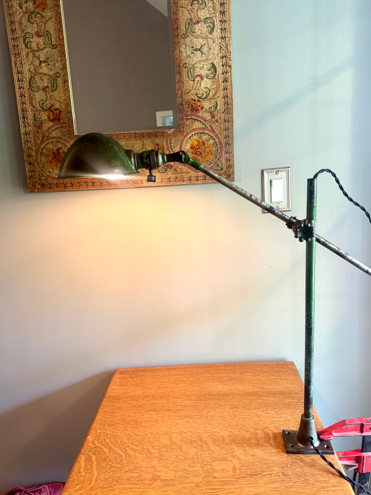 Vtg Industrial O.C. White Metal Task Lamp ~ OC White Adjustable Drafting Lamp ~ Factory Lamp