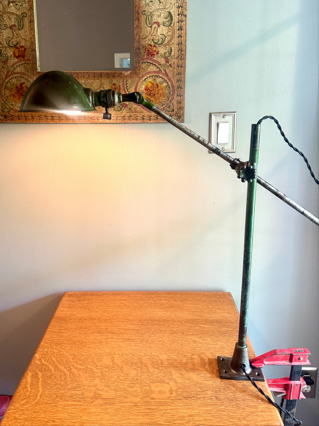 Vtg Industrial O.C. White Metal Task Lamp ~ OC White Adjustable Drafting Lamp ~ Factory Lamp