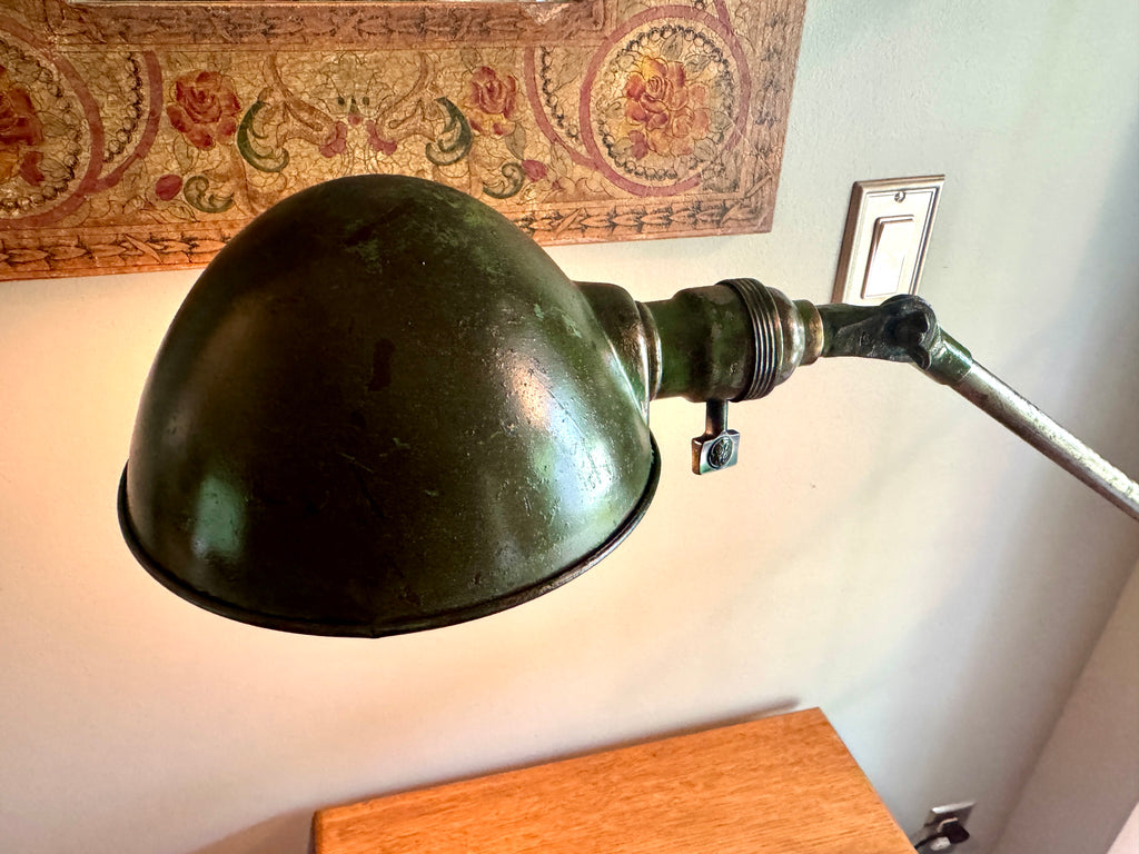 Vtg Industrial O.C. White Metal Task Lamp ~ OC White Adjustable Drafting Lamp ~ Factory Lamp