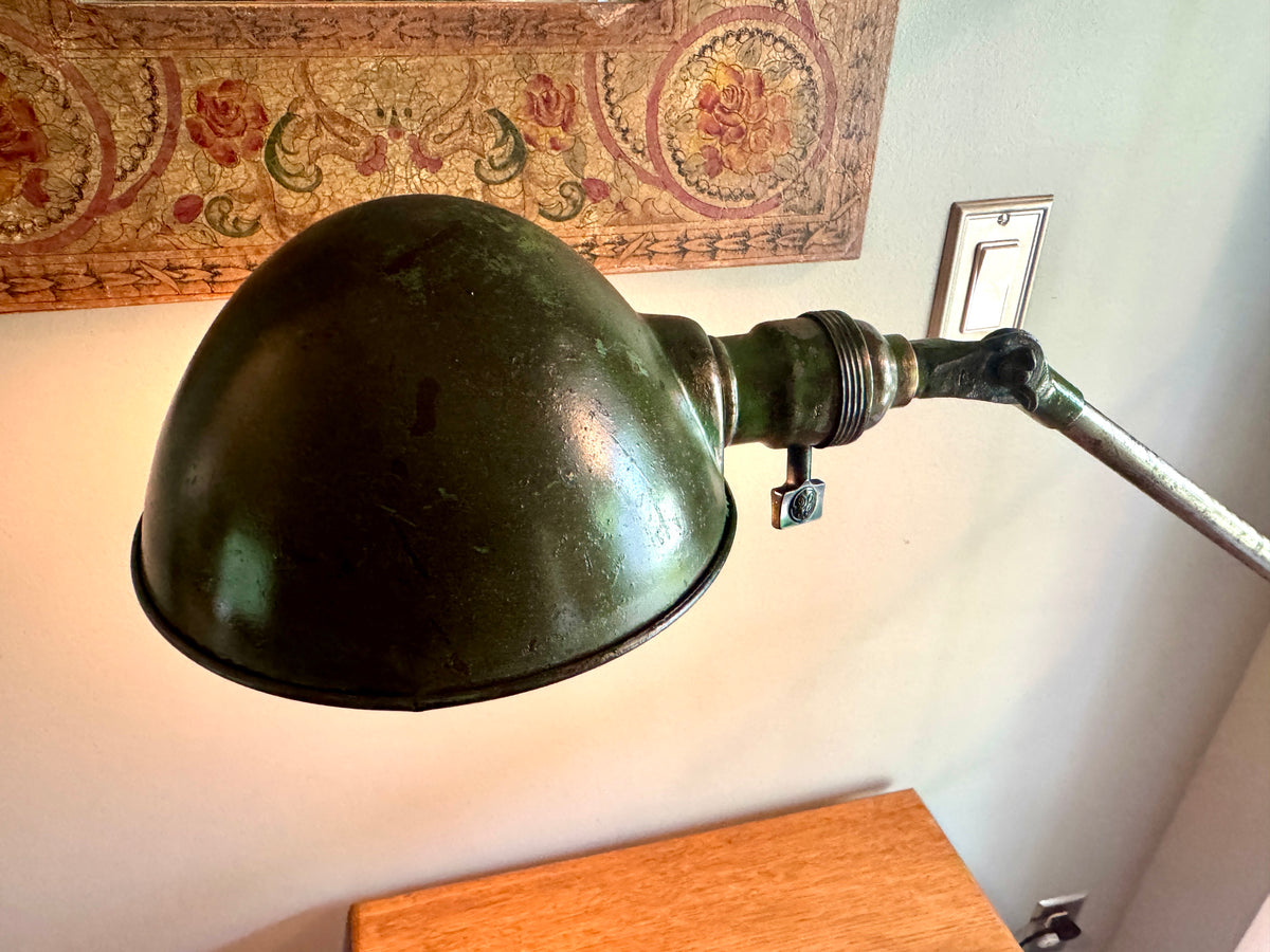 Vtg Industrial O.C. White Metal Task Lamp ~ OC White Adjustable Drafting Lamp ~ Factory Lamp