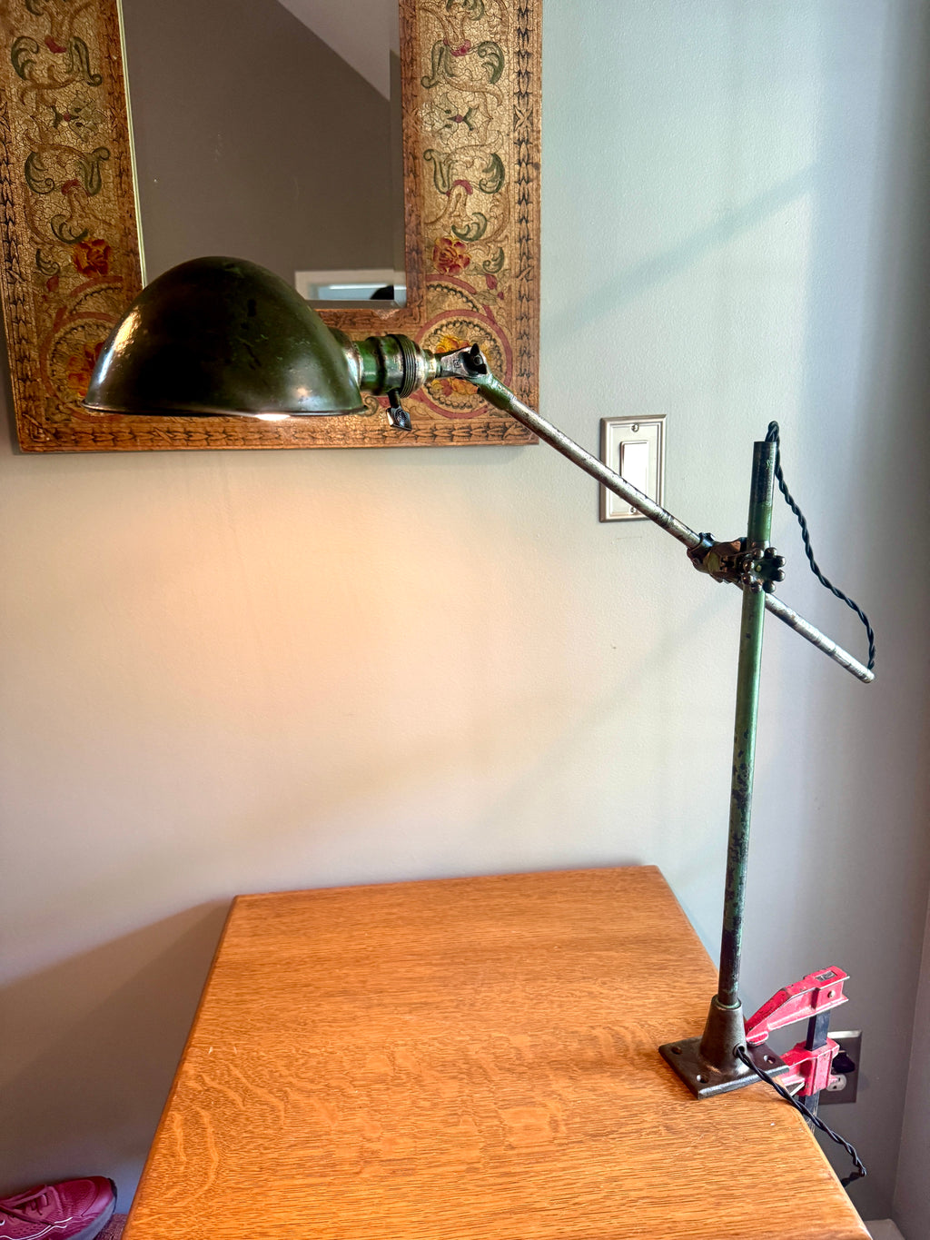 Vtg Industrial O.C. White Metal Task Lamp ~ OC White Adjustable Drafting Lamp ~ Factory Lamp