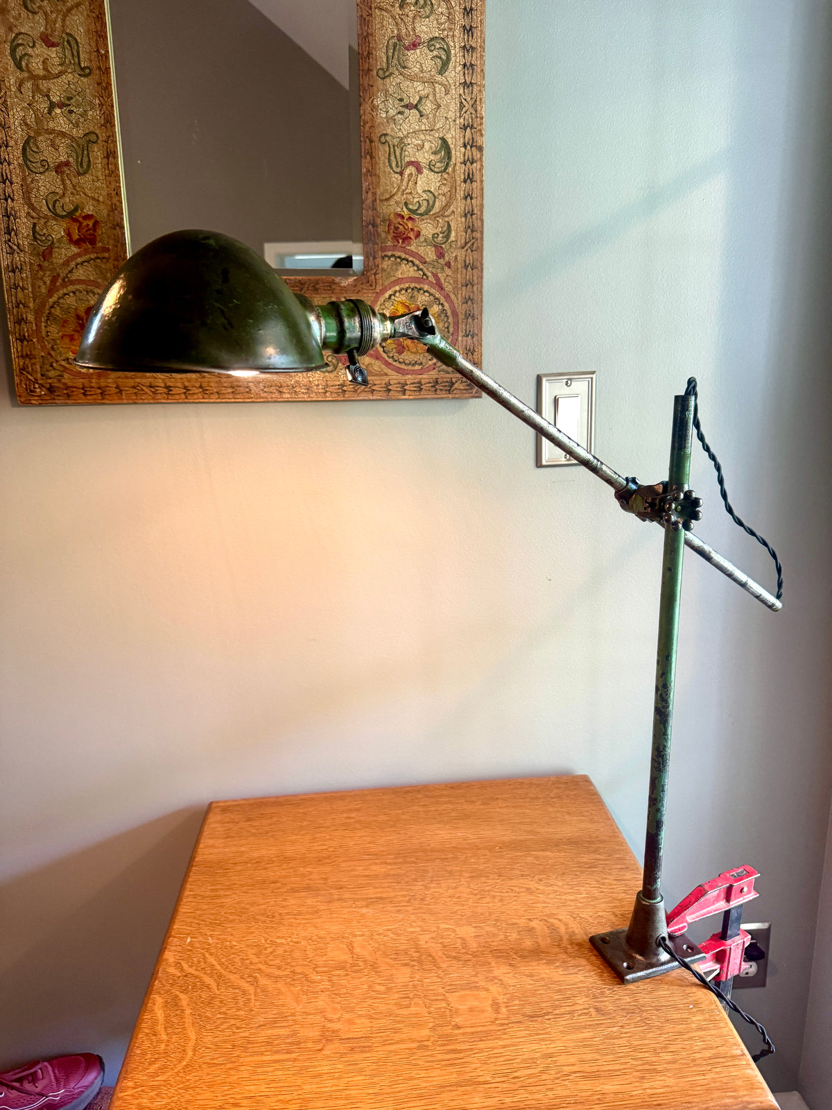 Vtg Industrial O.C. White Metal Task Lamp ~ OC White Adjustable Drafting Lamp ~ Factory Lamp