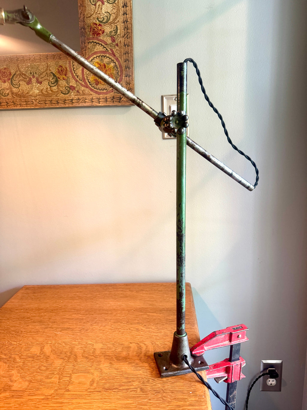 Vtg Industrial O.C. White Metal Task Lamp ~ OC White Adjustable Drafting Lamp ~ Factory Lamp