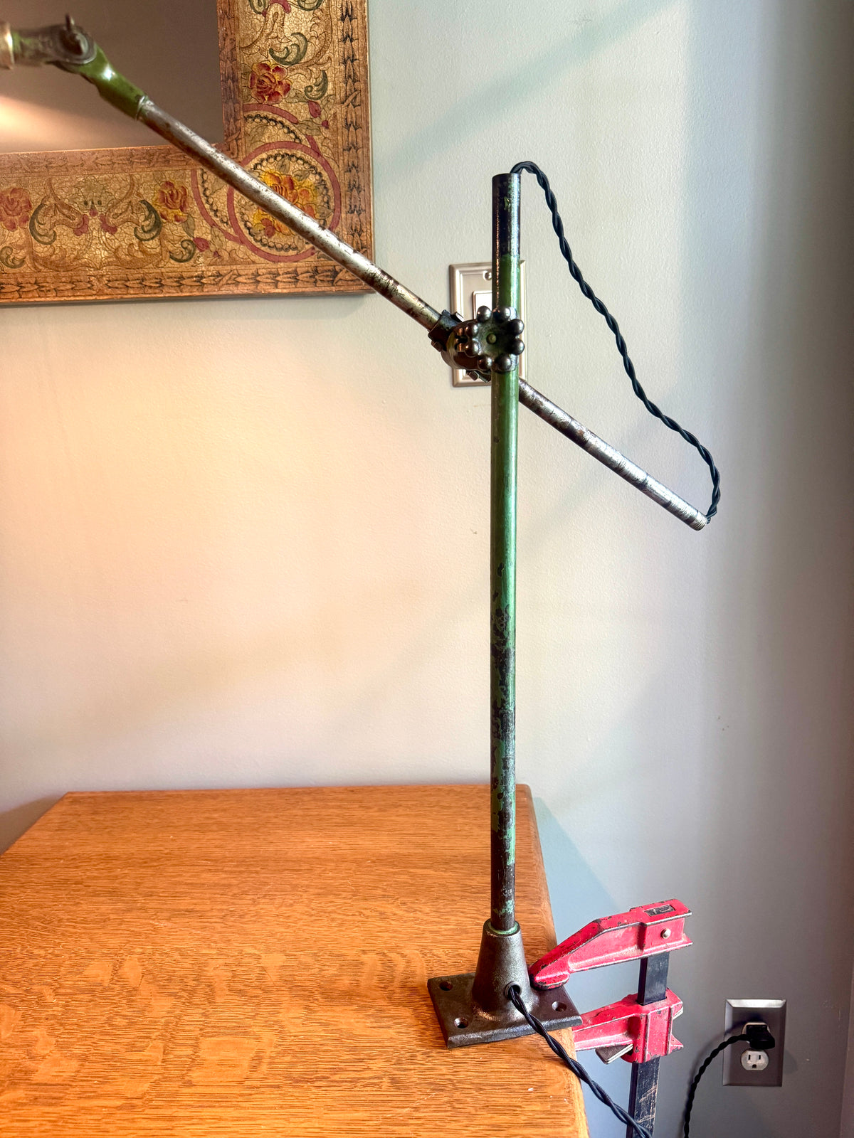 Vtg Industrial O.C. White Metal Task Lamp ~ OC White Adjustable Drafting Lamp ~ Factory Lamp