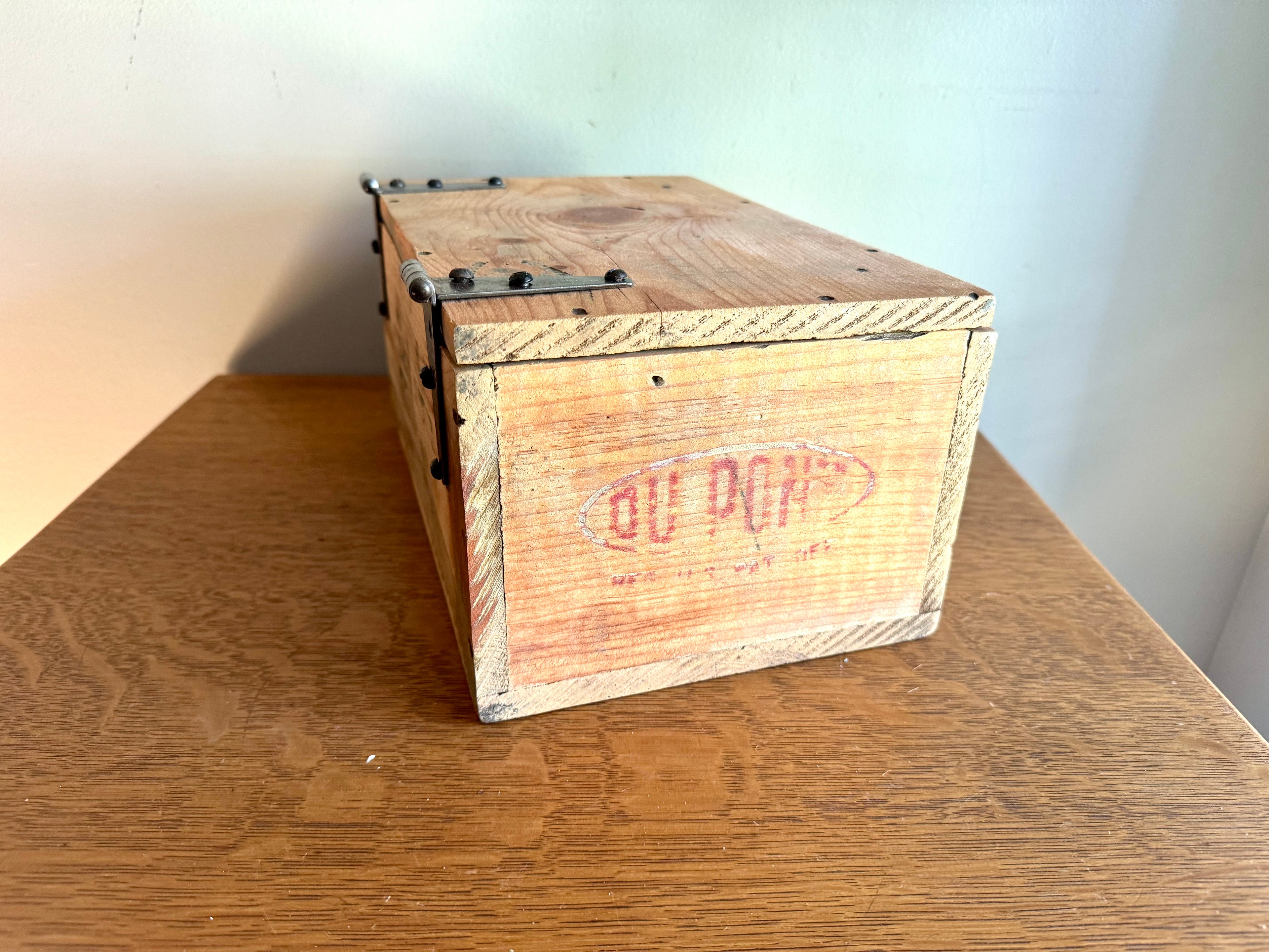 Distressed Wooden Dupont Blasting Cap Box | Rustic Wood Dupont Blasting Cap Storage Box