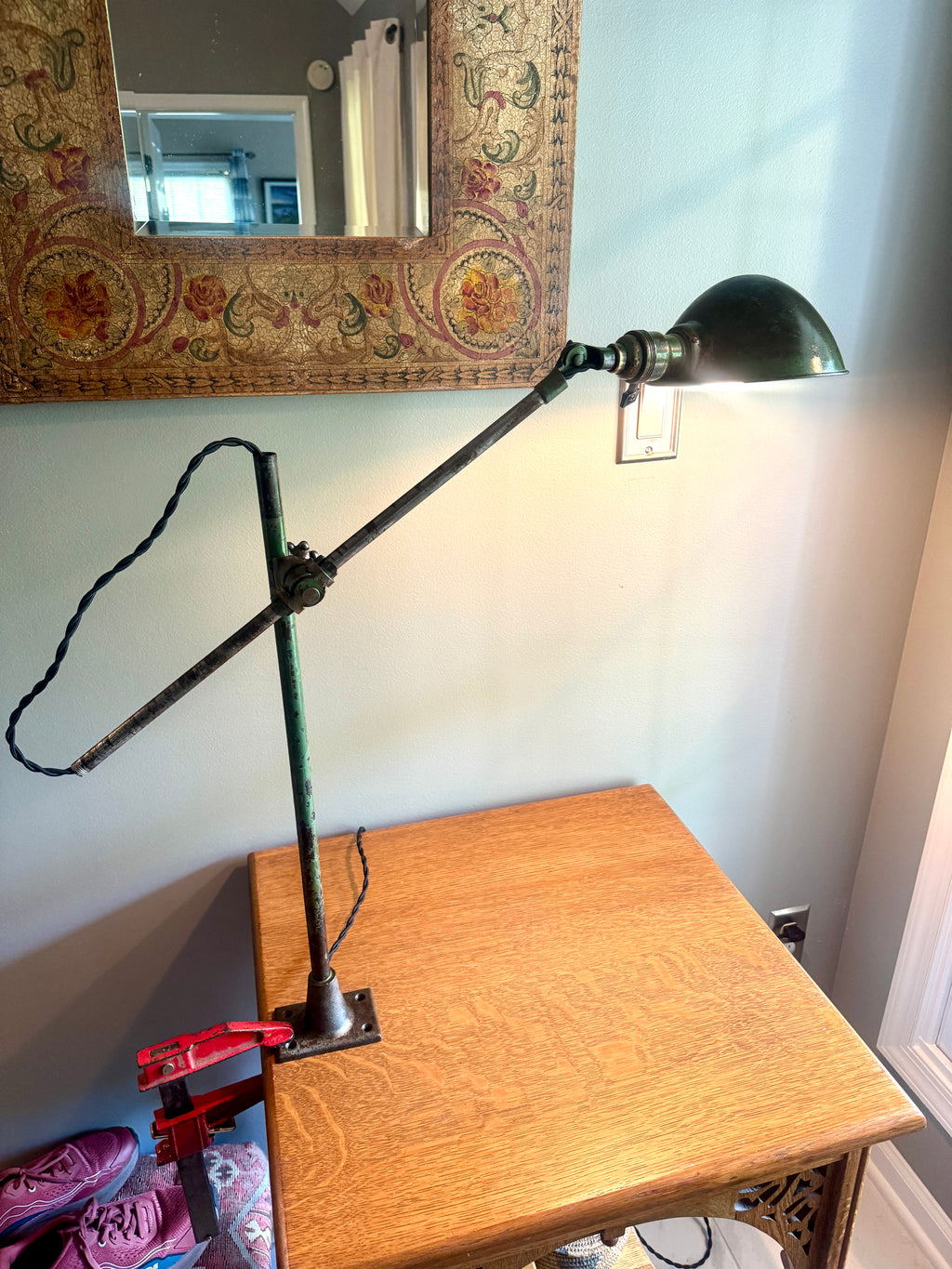 Vtg Industrial O.C. White Metal Task Lamp ~ OC White Adjustable Drafting Lamp ~ Factory Lamp