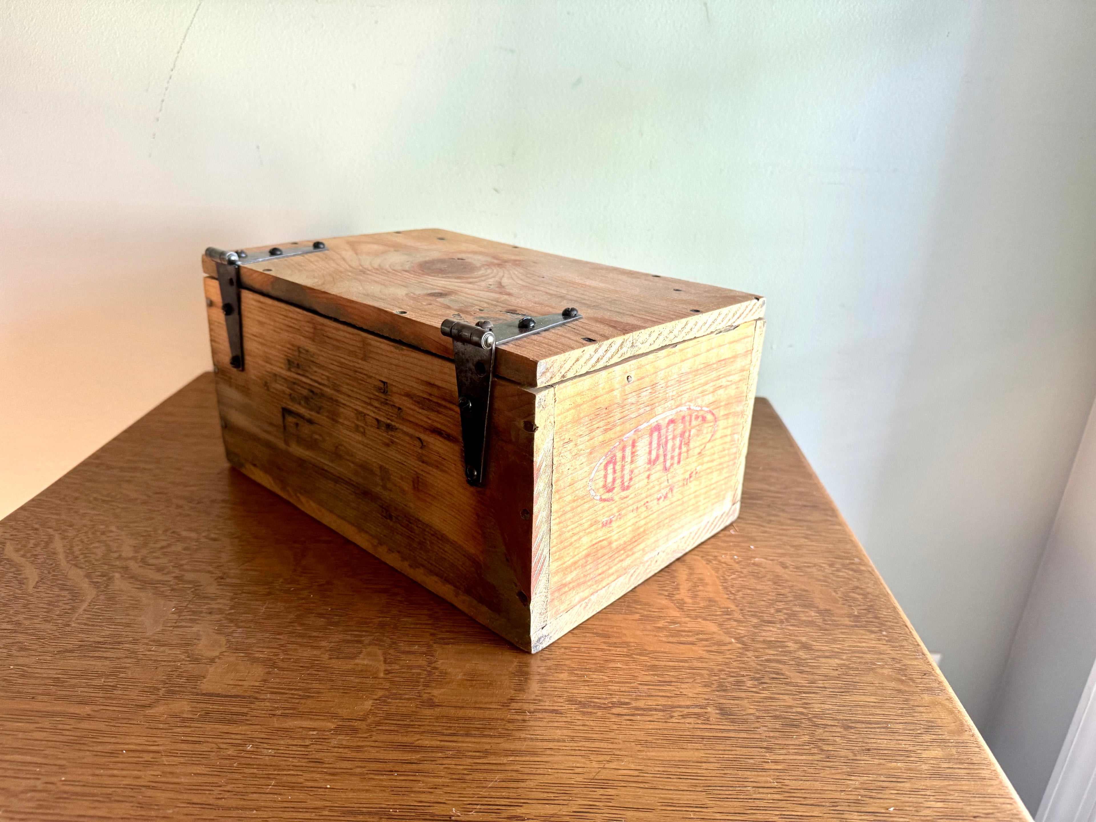 Distressed Wooden Dupont Blasting Cap Box | Rustic Wood Dupont Blasting Cap Storage Box