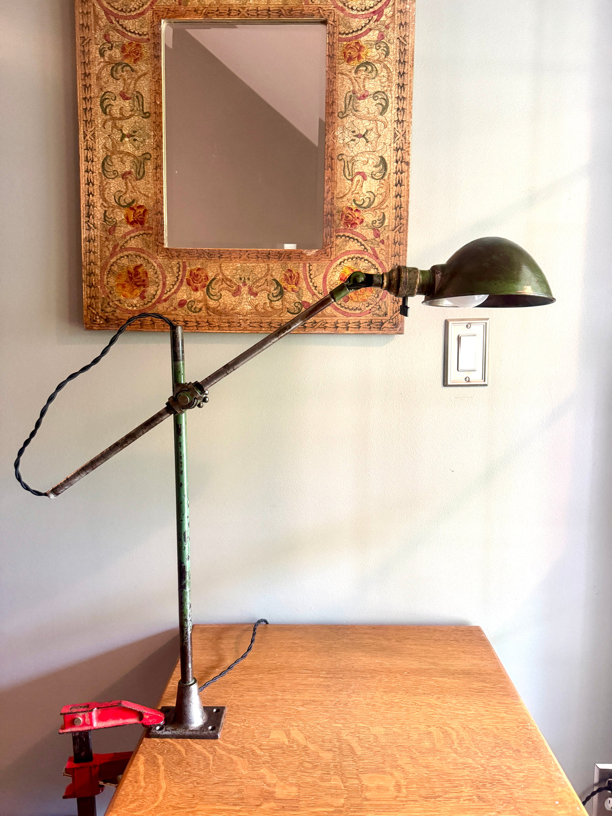Vtg Industrial O.C. White Metal Task Lamp ~ OC White Adjustable Drafting Lamp ~ Factory Lamp