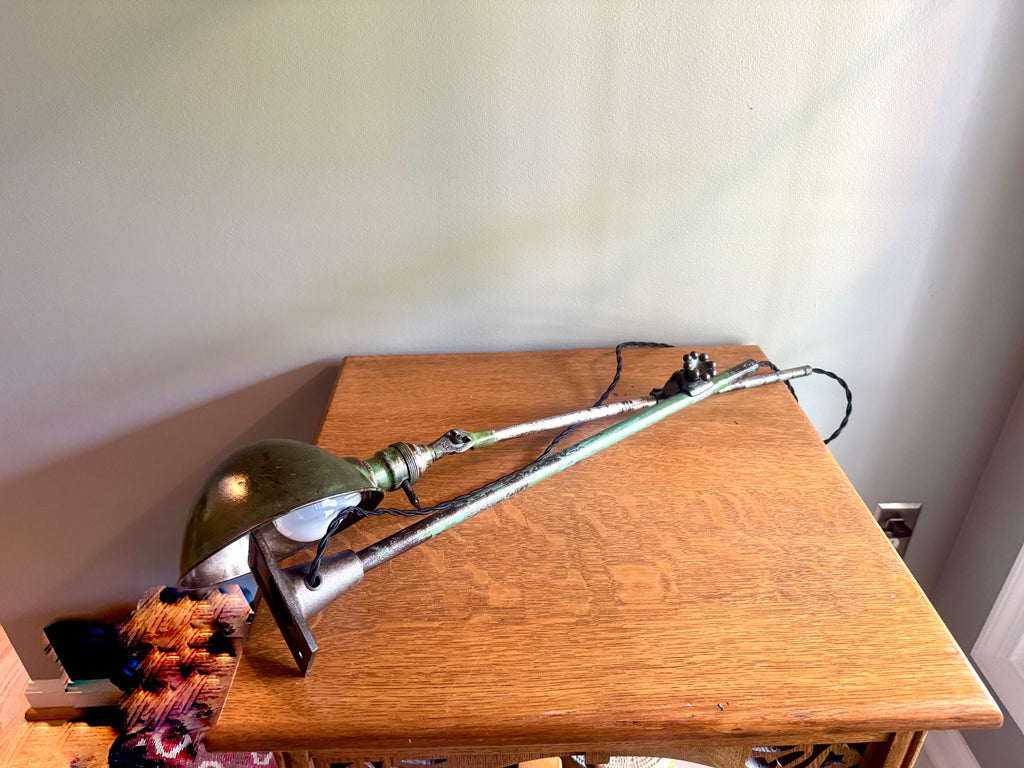 Vtg Industrial O.C. White Metal Task Lamp ~ OC White Adjustable Drafting Lamp ~ Factory Lamp