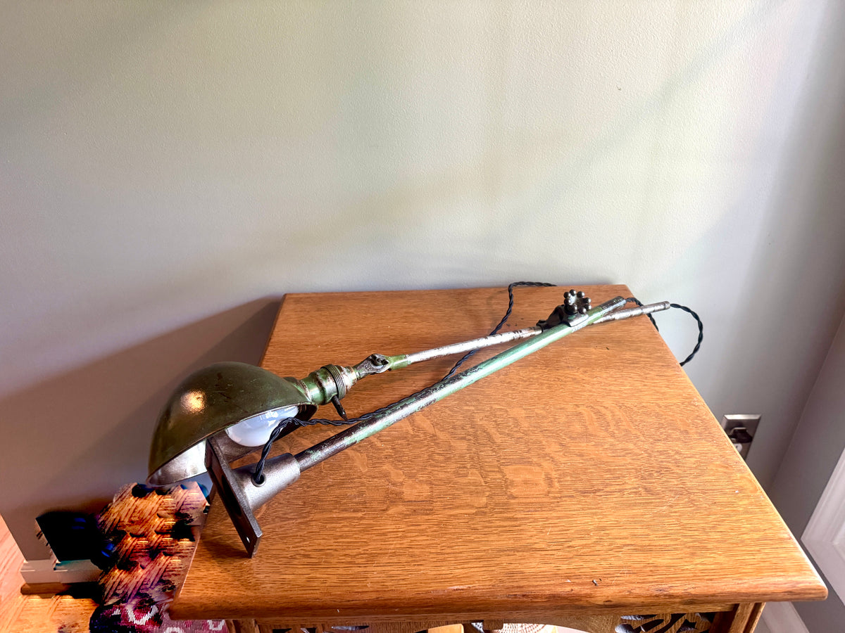 Vtg Industrial O.C. White Metal Task Lamp ~ OC White Adjustable Drafting Lamp ~ Factory Lamp