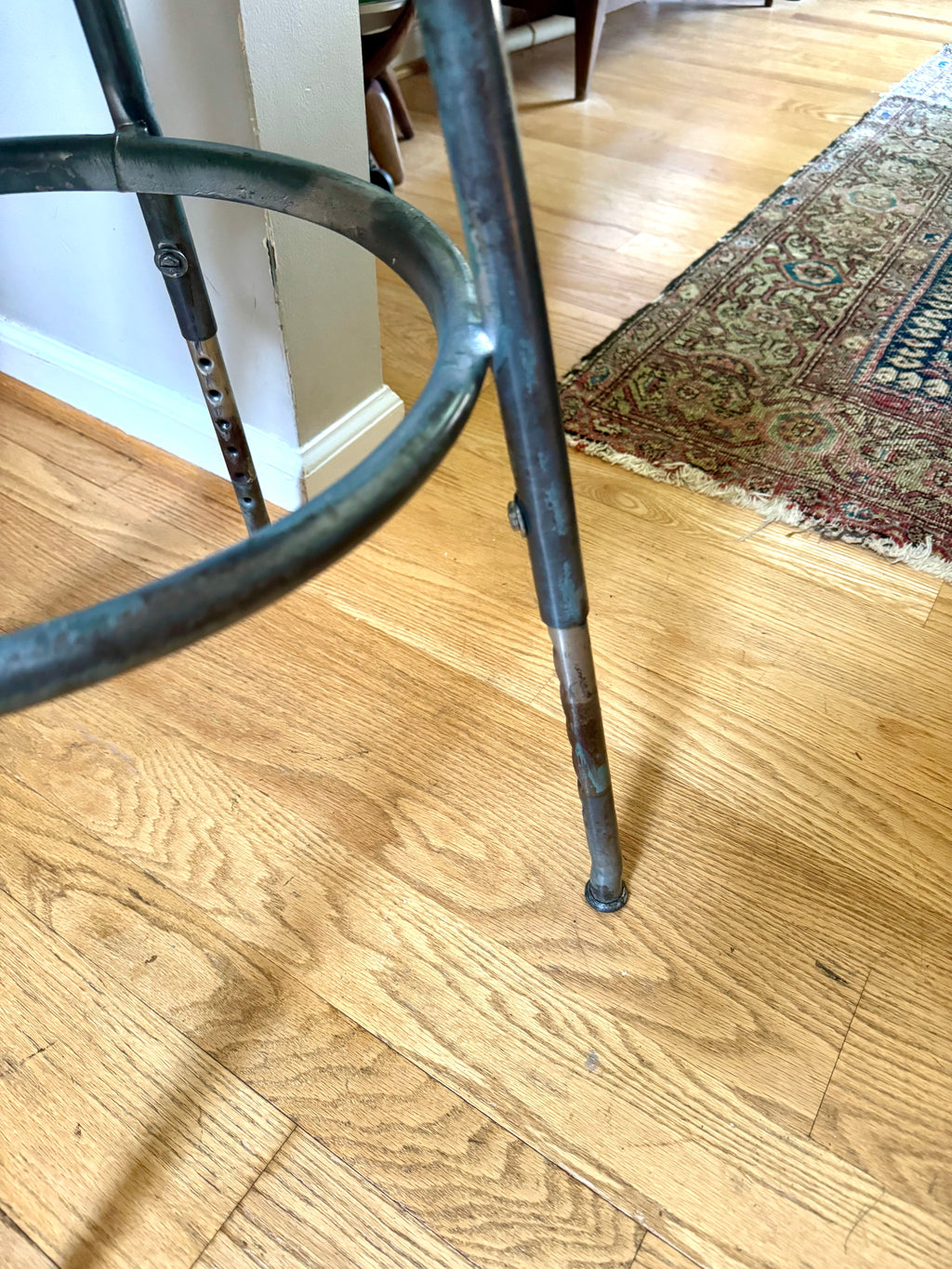 Vintage Industrial Steel Stool | Distressed Royal Industrial Drafting Stool | Rustic Factory Stool