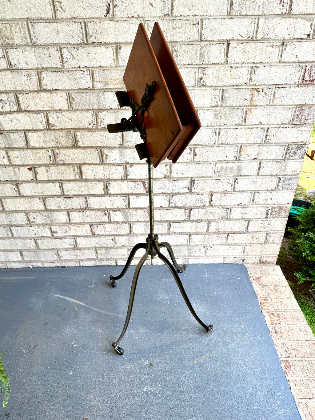 Antique Victorian Cast Iron and Walnut Adjustable Dictionary Stand By R.M. Lambie ~ Victorian Music Stand