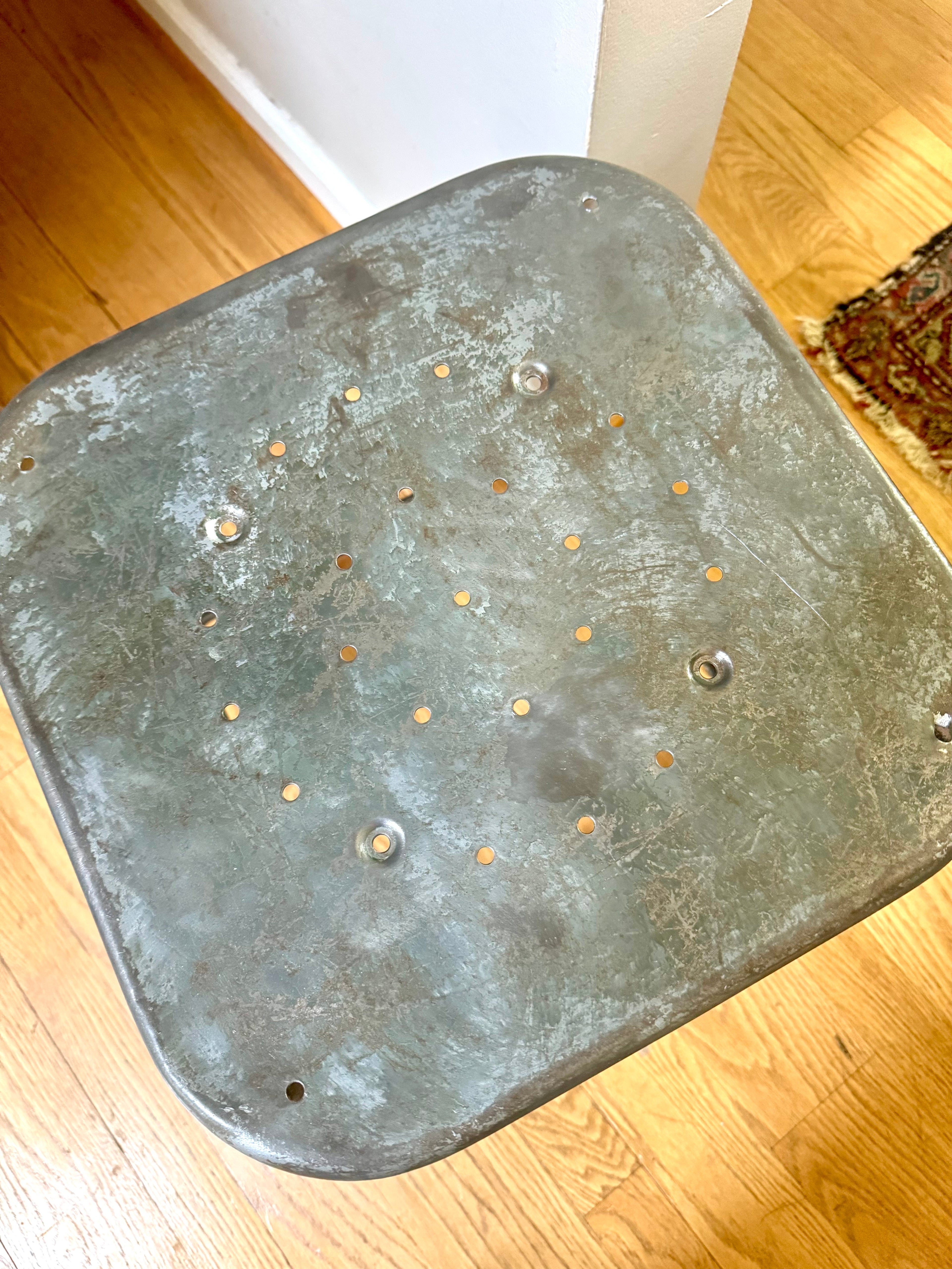 Vintage Lyon Rustic Metal Military Aerospace Rolling Stool