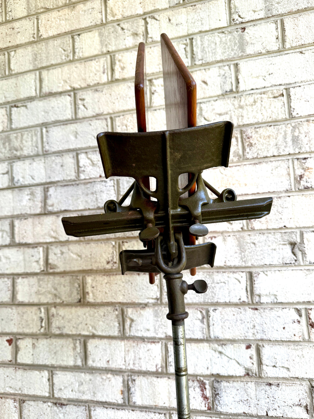 Antique Victorian Cast Iron and Walnut Adjustable Dictionary Stand By R.M. Lambie ~ Victorian Music Stand