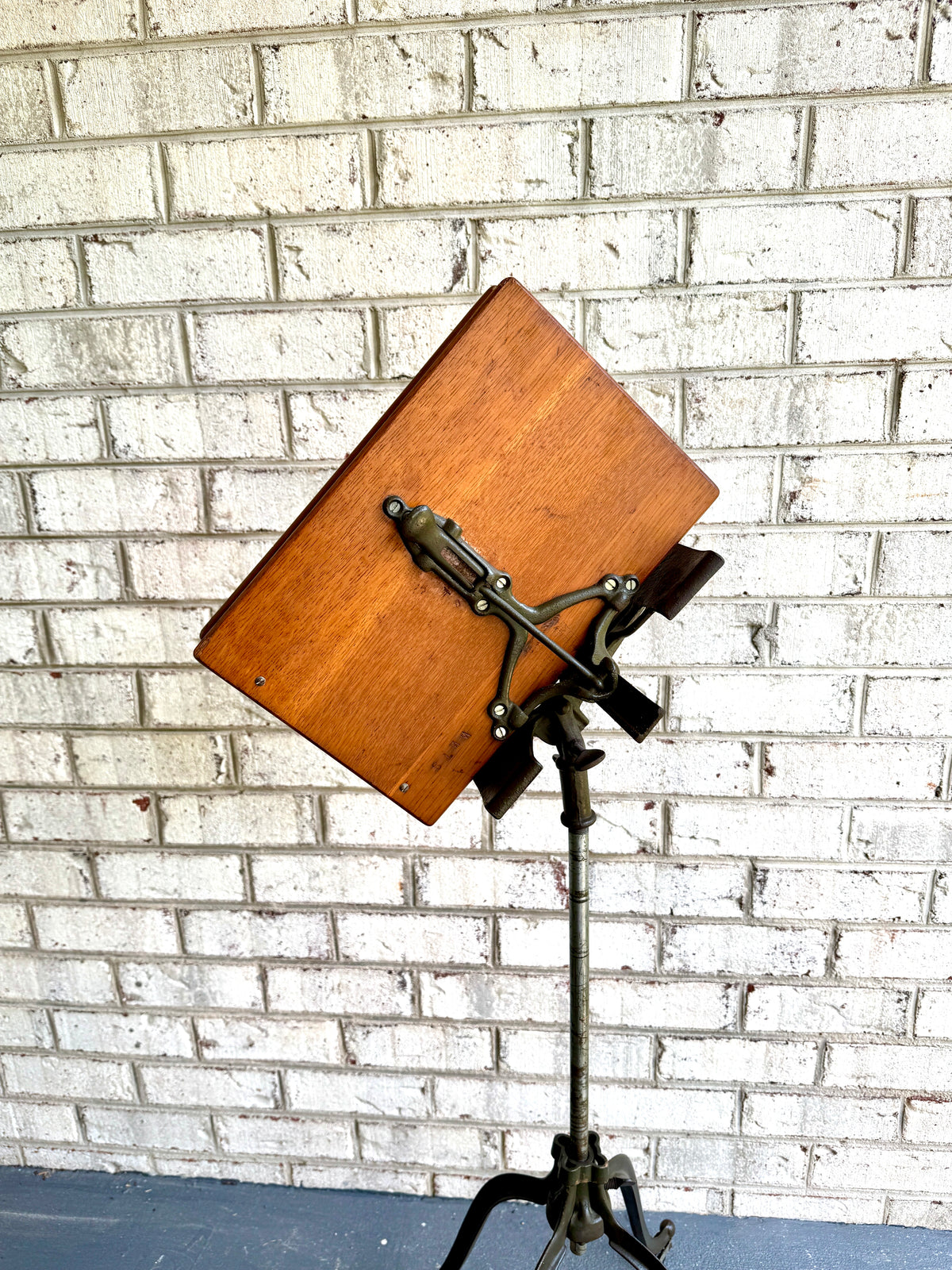 Antique Victorian Cast Iron and Walnut Adjustable Dictionary Stand By R.M. Lambie ~ Victorian Music Stand