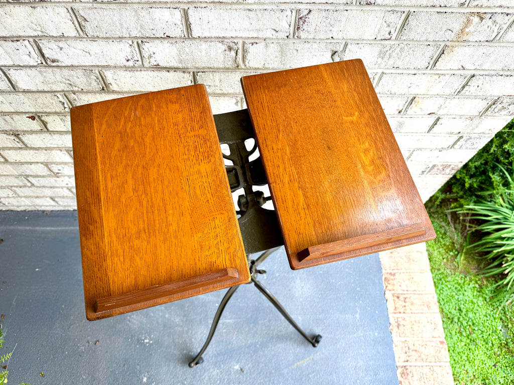 Antique Victorian Cast Iron and Walnut Adjustable Dictionary Stand By R.M. Lambie ~ Victorian Music Stand